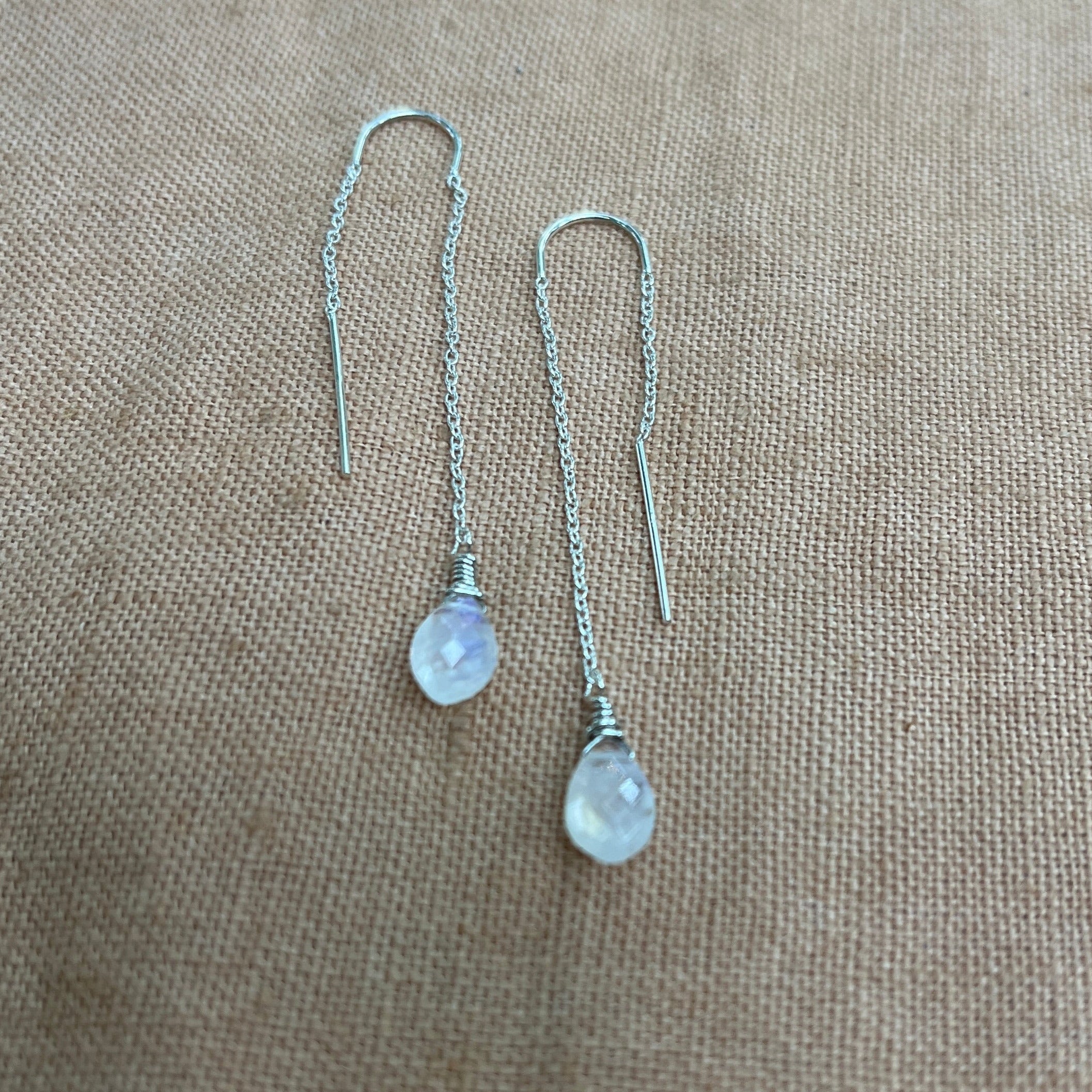 RAINBOW MOONSTONE GEM THREADER EARRINGS