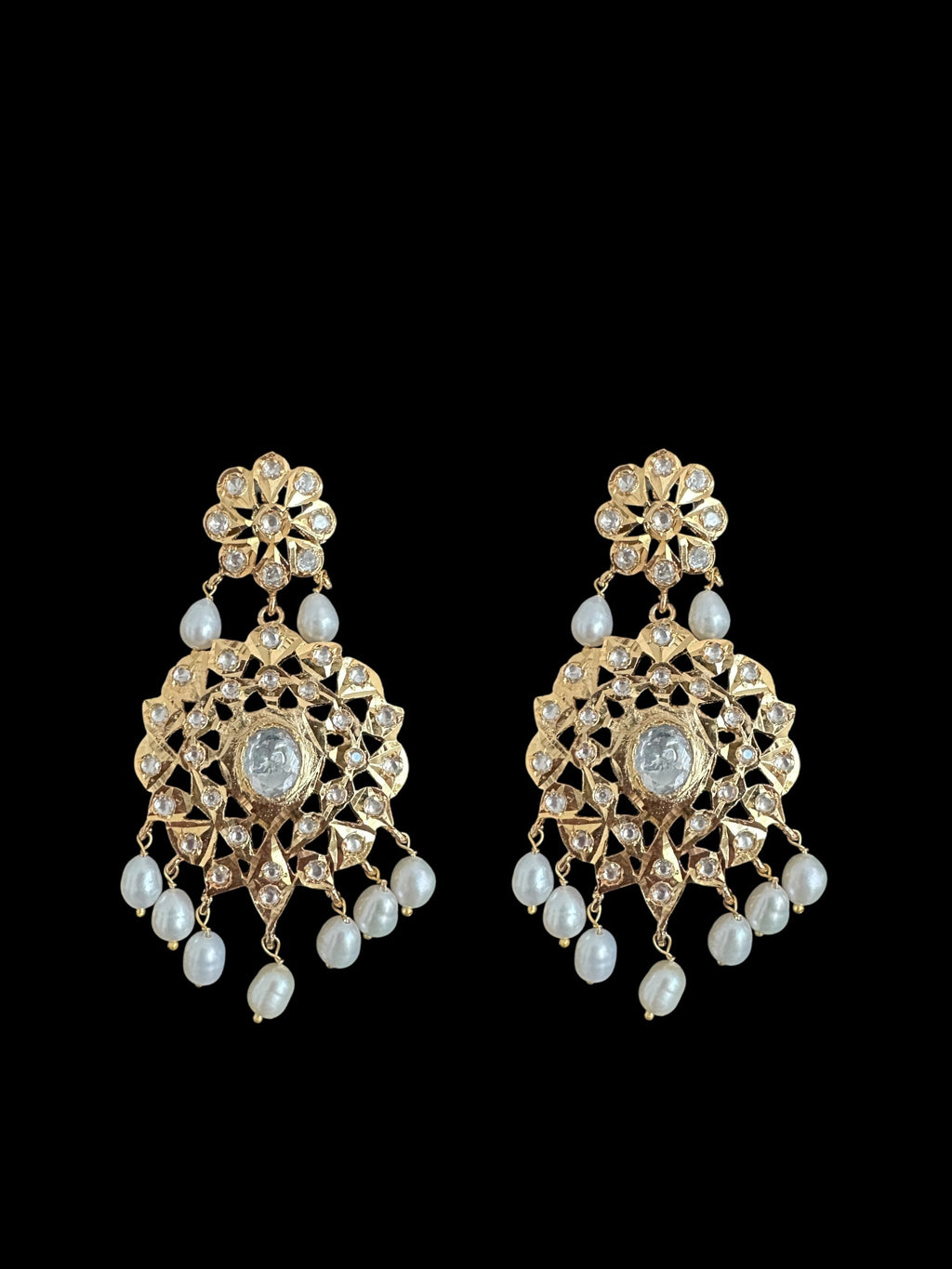 DLN119 Moissanite Polki Asif jaahi Rani haar with pearls ( READY TO SHIP )