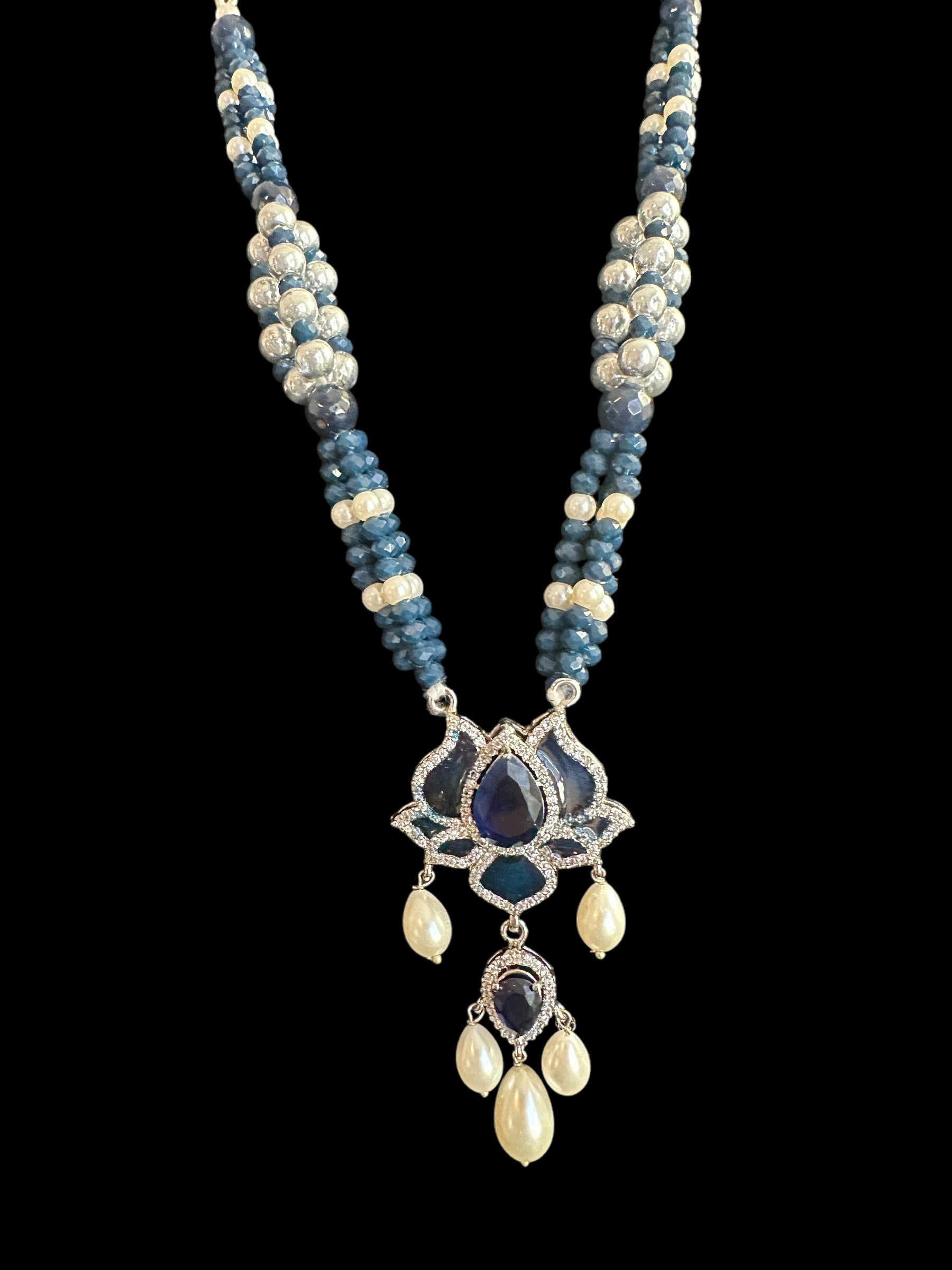 DLN101  Maria mala  and earrings set in blue ( SHIPS IN 4 WEEKS )