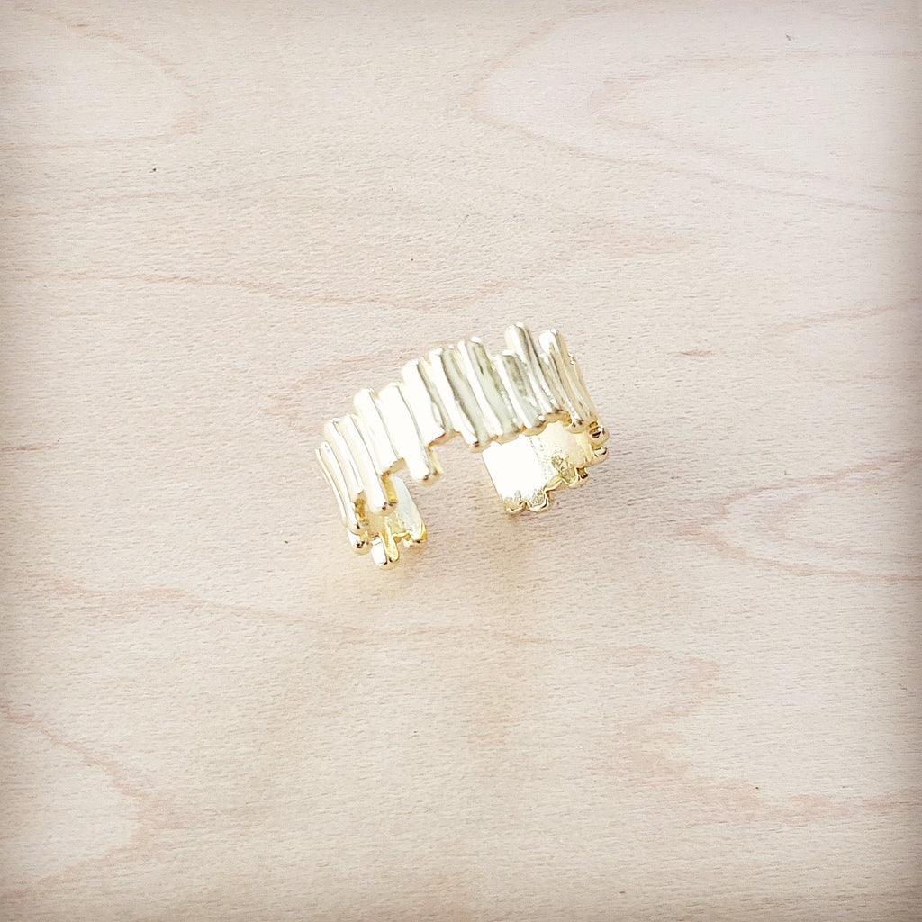 Gold Electroplate Cuff Bar Ring 012a1