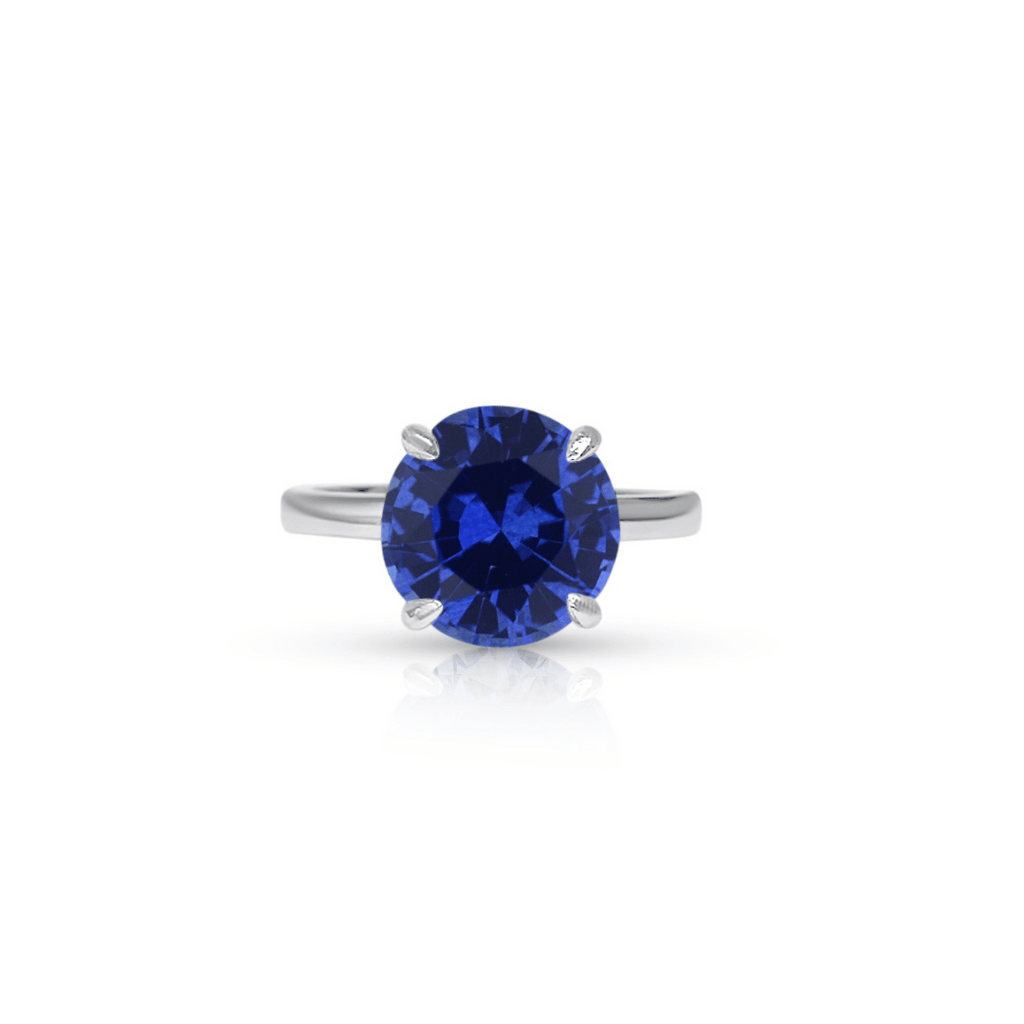 3.0ct Lab Blue Sapphire Solitaire Hidden Halo Ring
