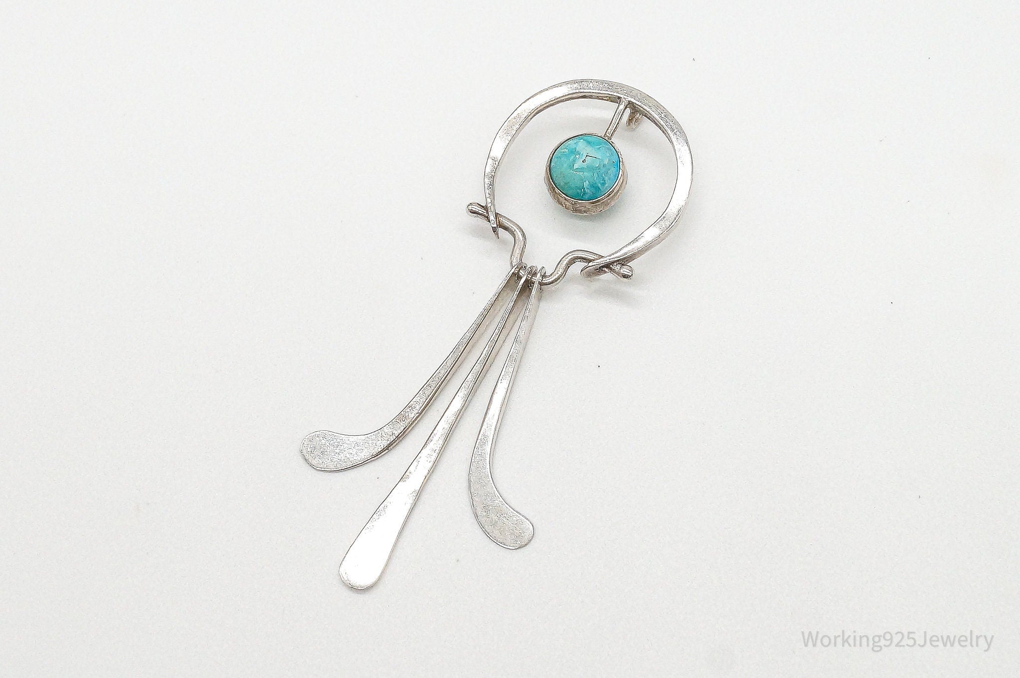 Vintage Modernist Amazonite Sterling Silver Pendant