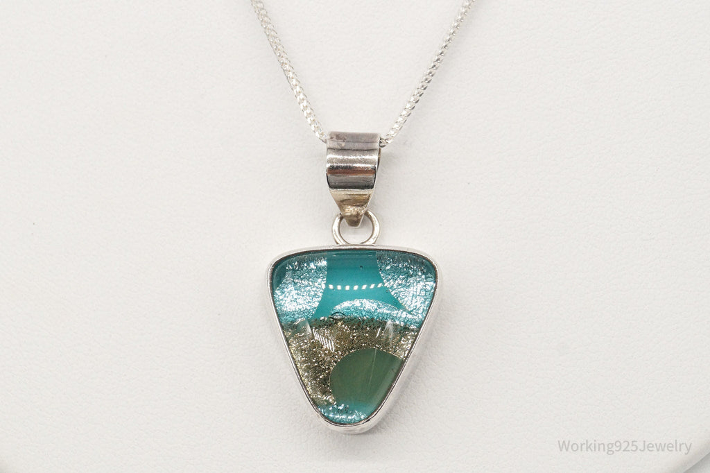 Vintage Dichroic Glass Sterling Silver Necklace
