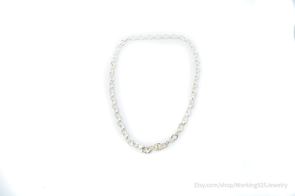 Vintage Designer Judith Ripka CZ Sterling Silver Link Heart Lock Necklace