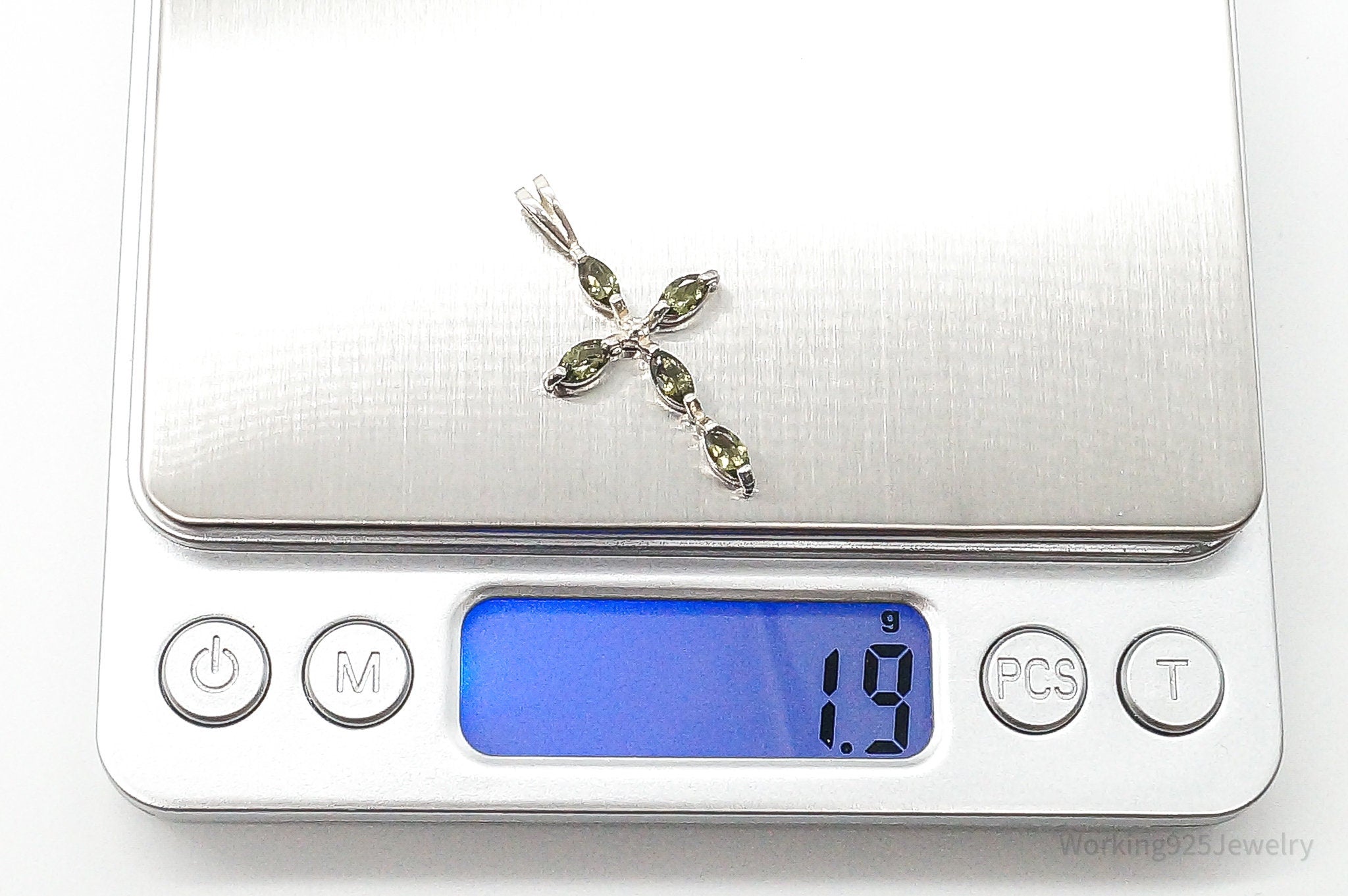 Vintage Peridot Cross Sterling Silver Pendant