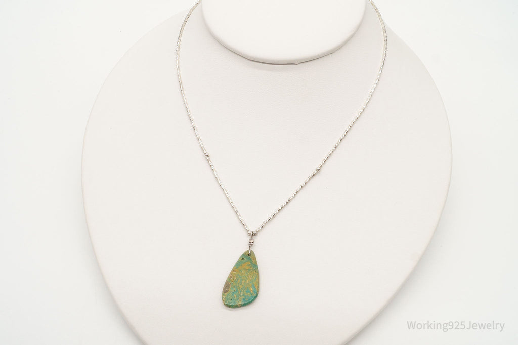 Vintage Handmade Native American Turquoise Silver Bead Necklace