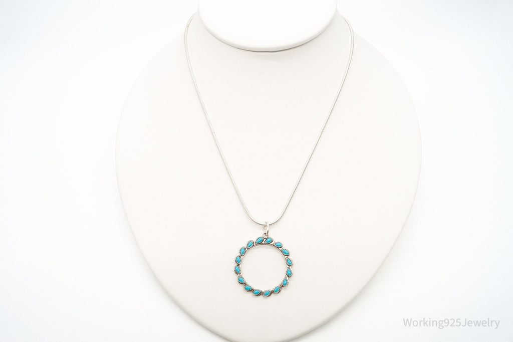 Vintage Native American Turquoise Sterling Silver Necklace