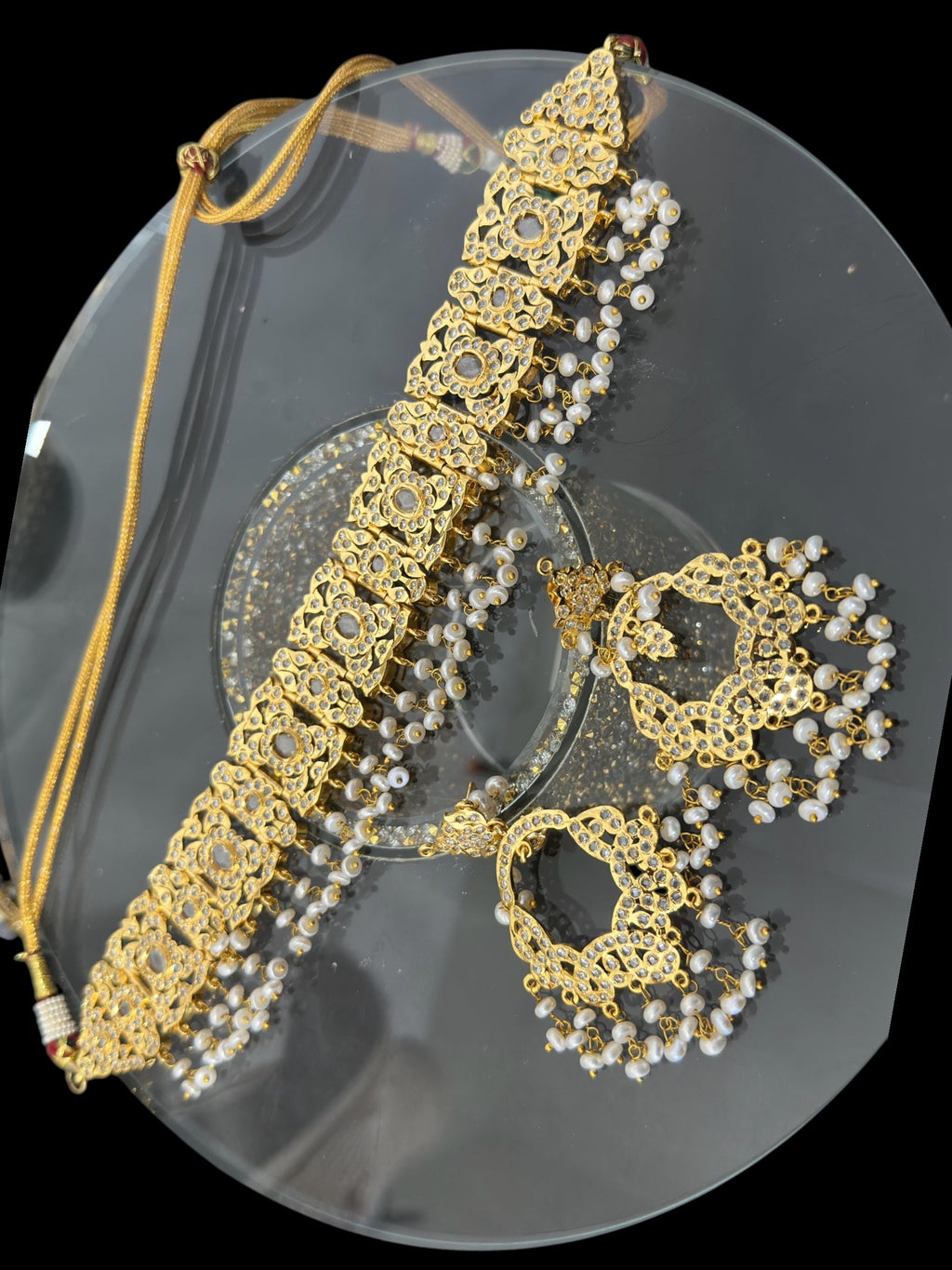 C541 Nishat fresh water pearl choker with earrings ( READY TO SHIP )