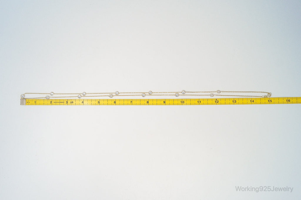 Vintage Gold Vermeil Cubic Zirconia Sterling Silver Necklace