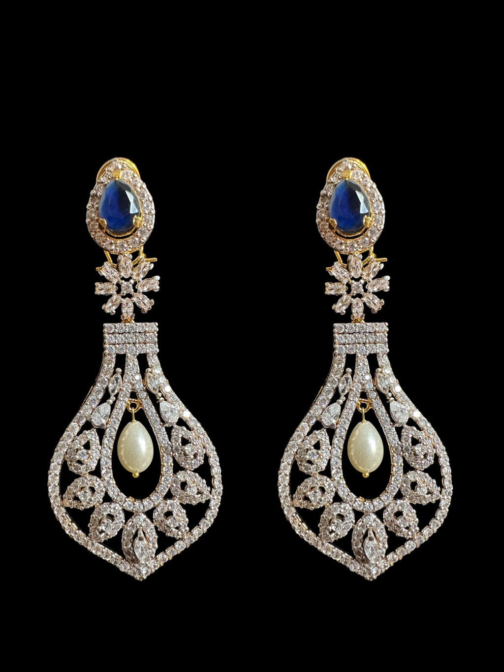 DNS157 Cz necklace with earrings in zirconia, gold plated ( READY TO SHIP )