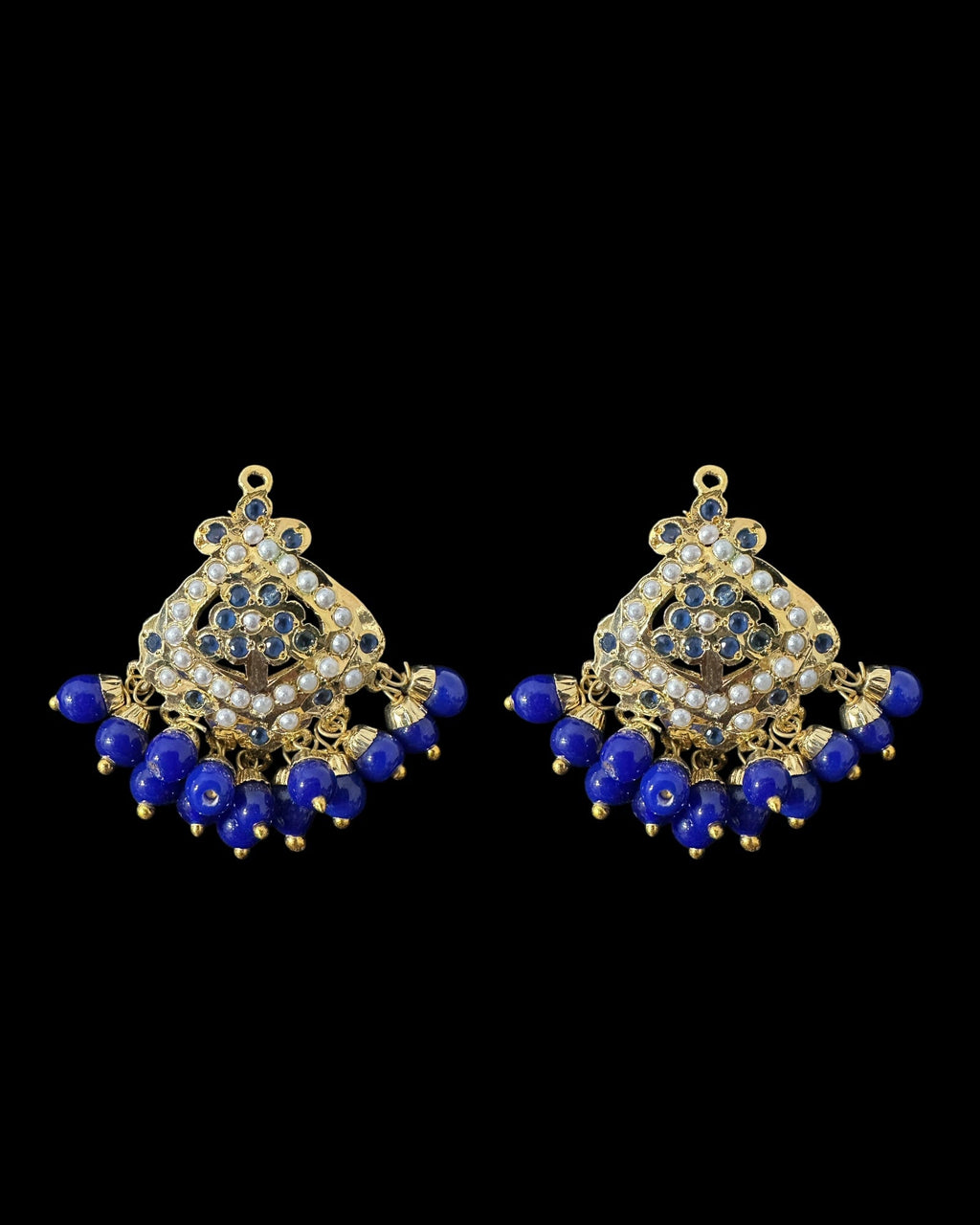 PS549 Ayeza jadau royal blue pearl pendant set ( READY TO SHIP )
