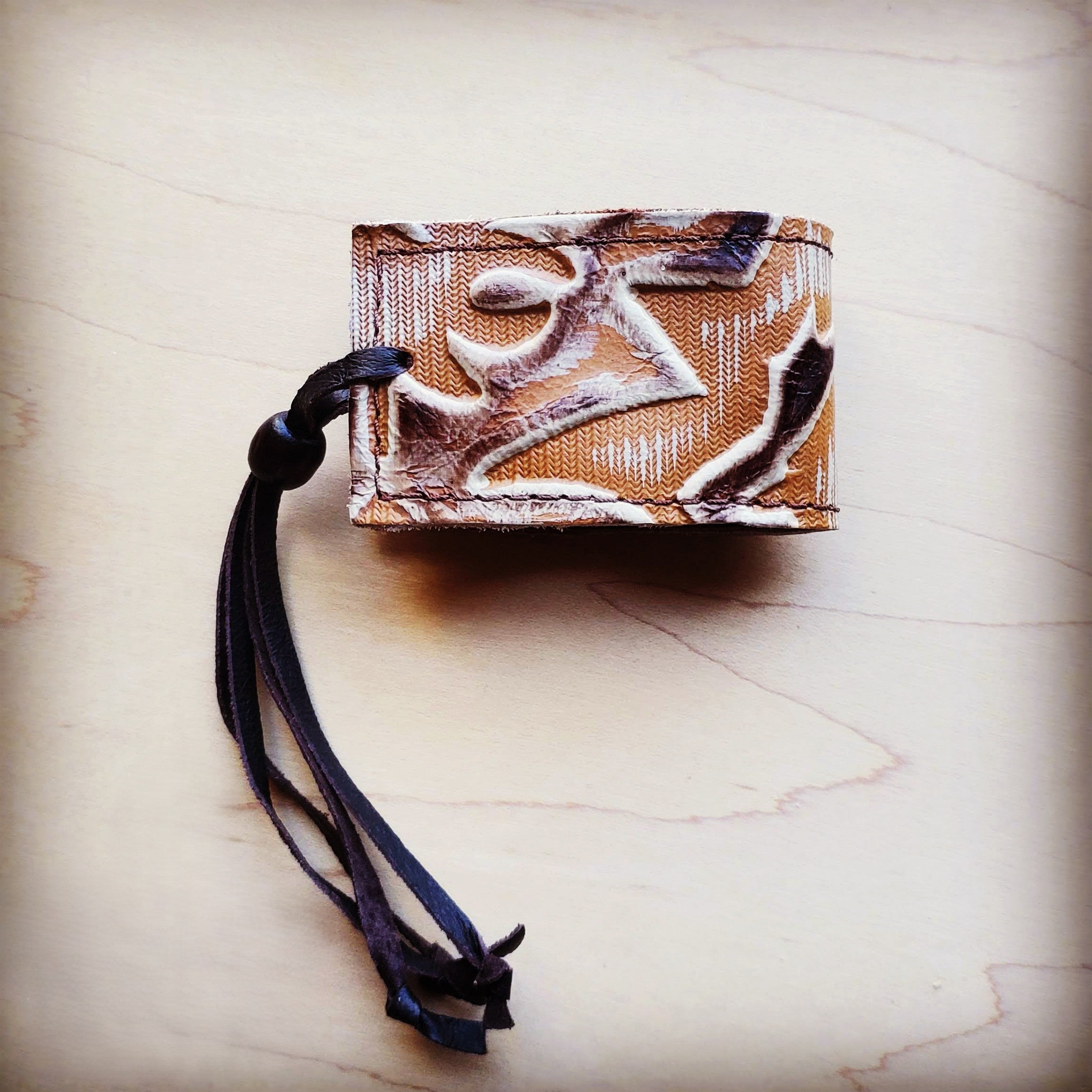 **Wide Leather Cuff in  Brown and Sienna Laredo 013b