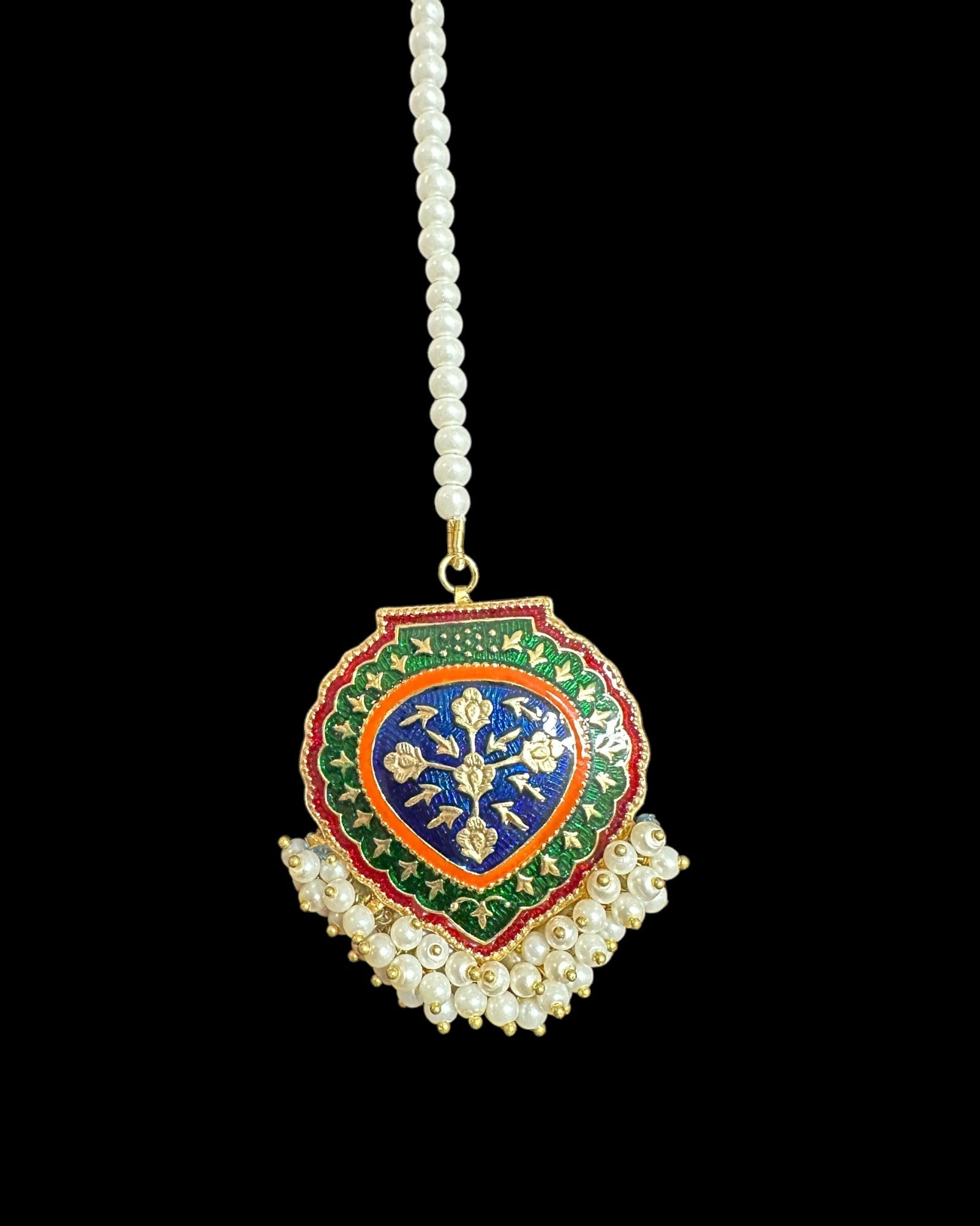 Ulfat meenakari earrings teeka set  (READY TO SHIP )