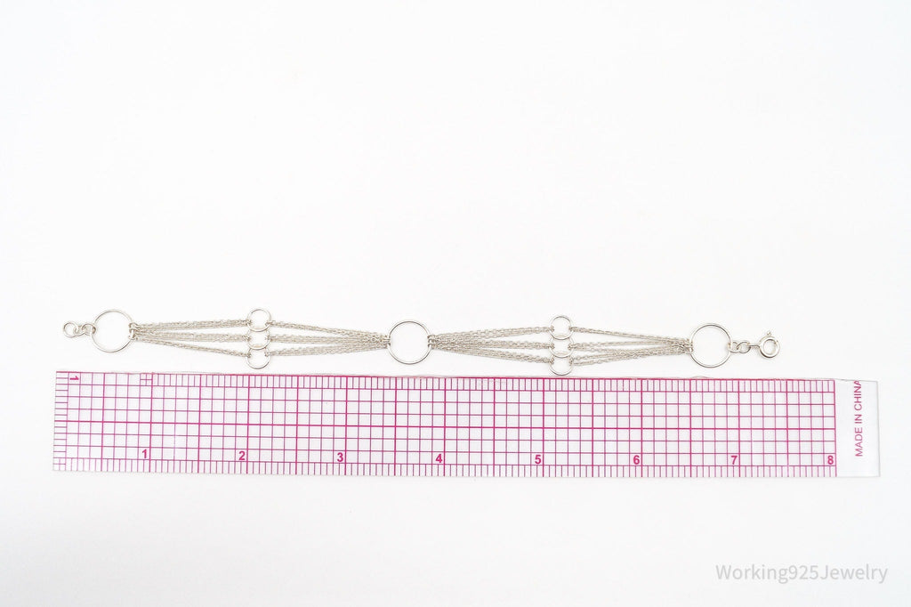 Vintage Geometric Circles Sterling Silver Bracelet