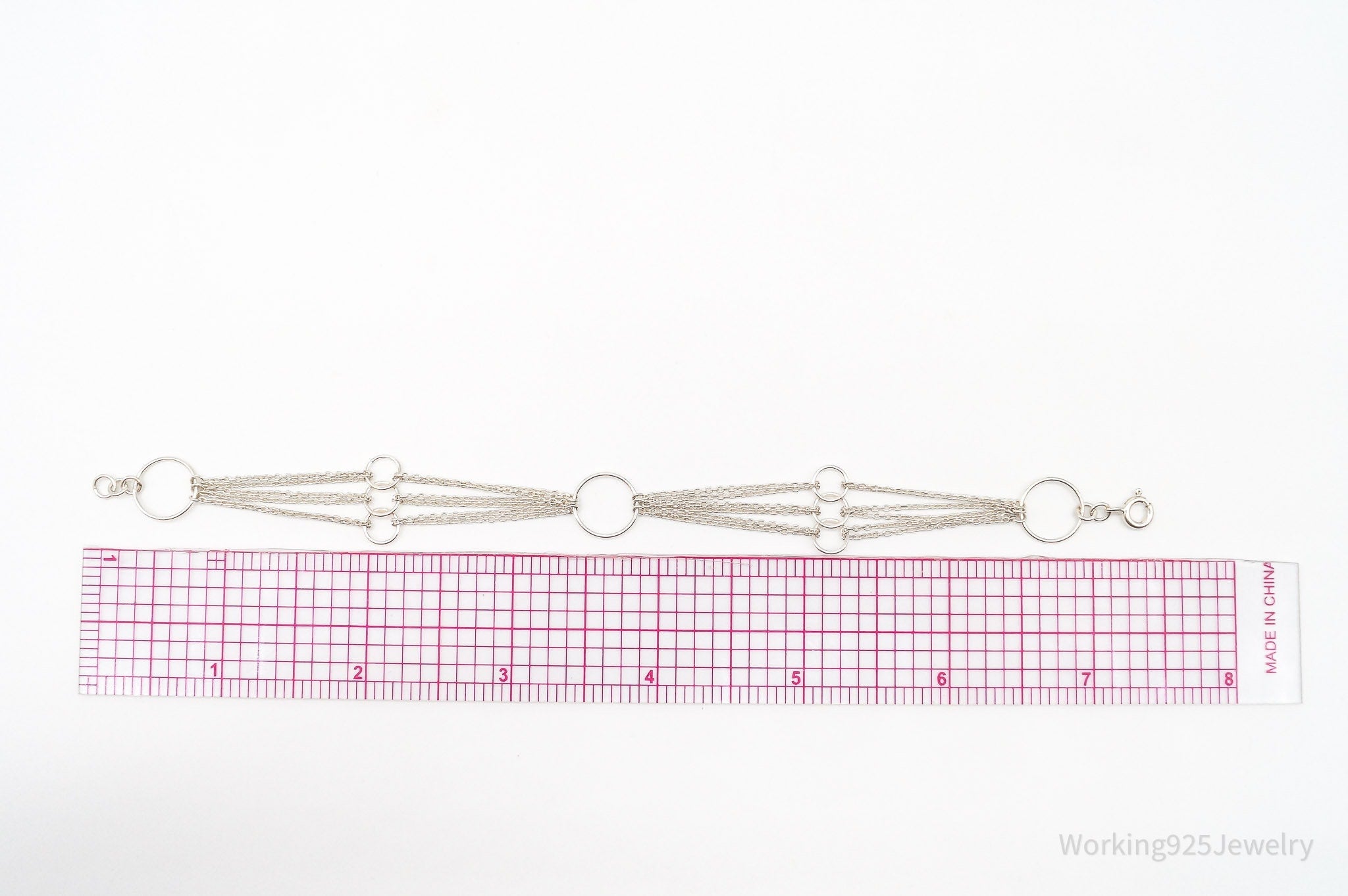 Vintage Geometric Circles Sterling Silver Bracelet