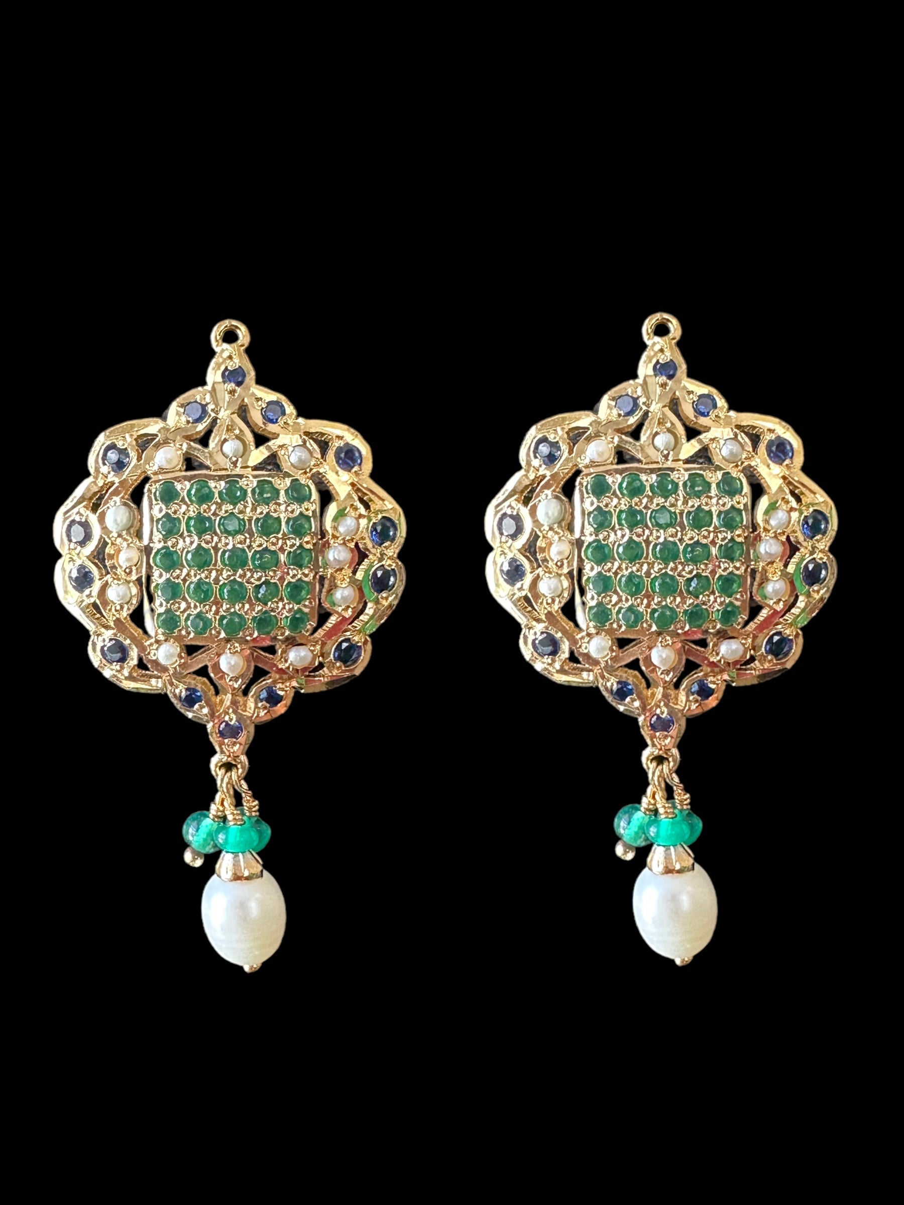 SAVERA Emerald sapphire gold plated silver pendant set ( READY TO SHIP )