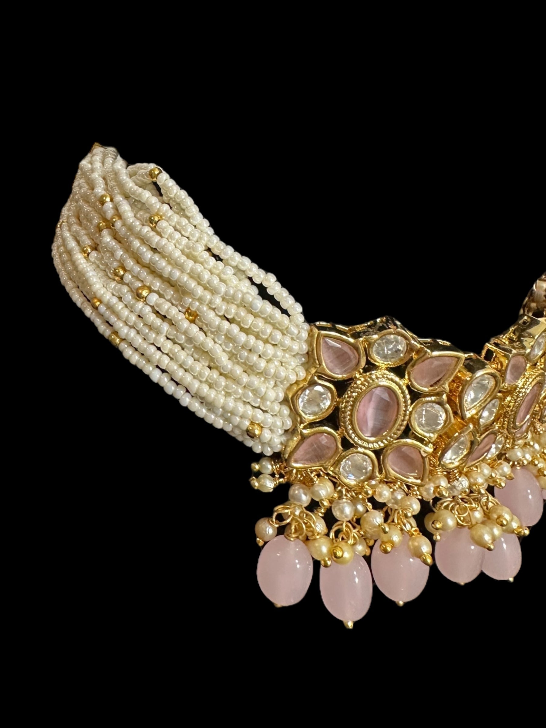 C312 Meera polki  choker - pink ( READY TO SHIP )