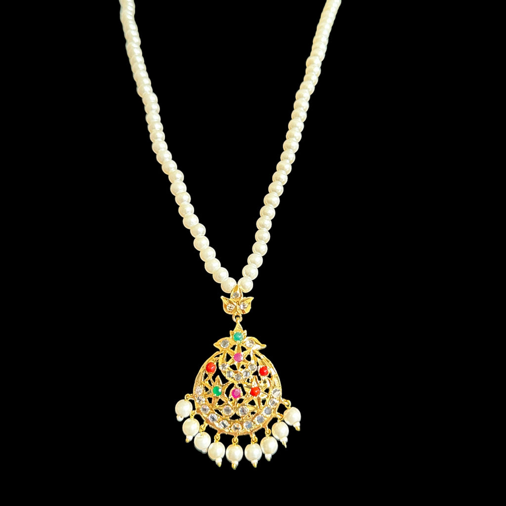 PS416 Lahar Navratan pendant set ( READY TO SHIP )