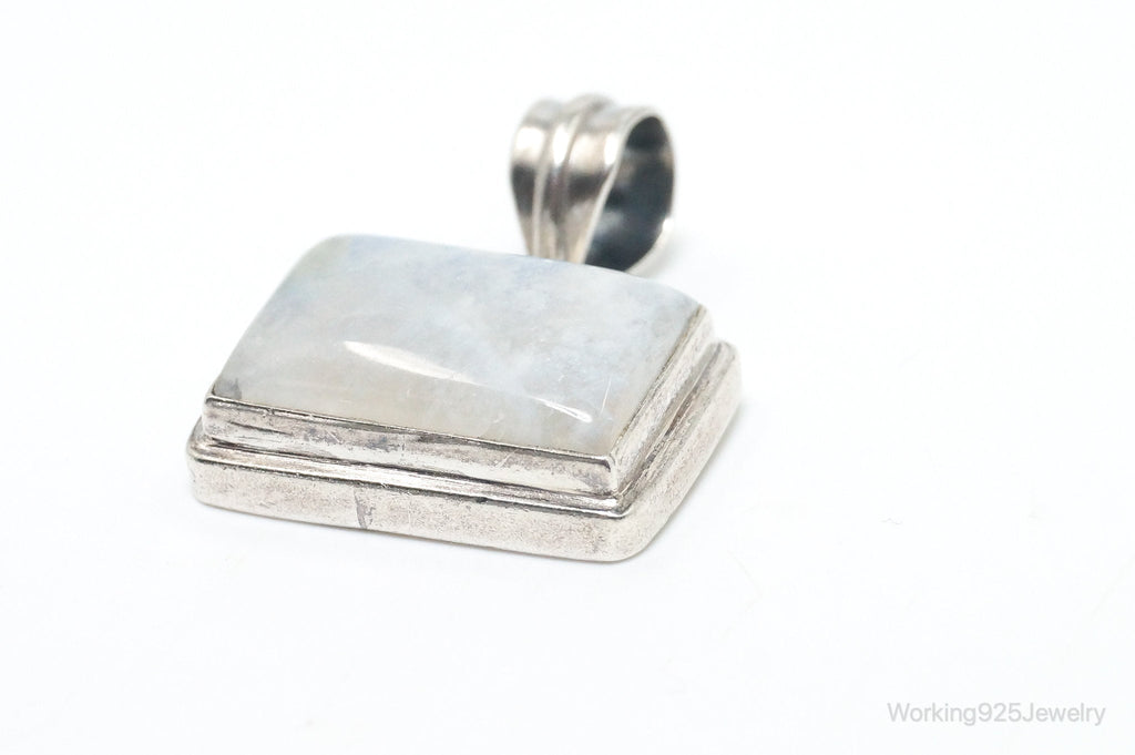Vintage Large Moonstone Sterling Silver Necklace Pendant