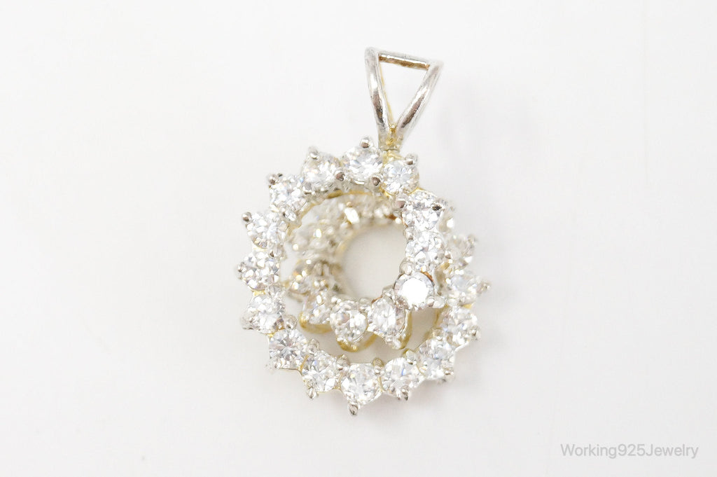 Vintage Art Deco Cubic Zirconia Sterling Silver Necklace Pendant