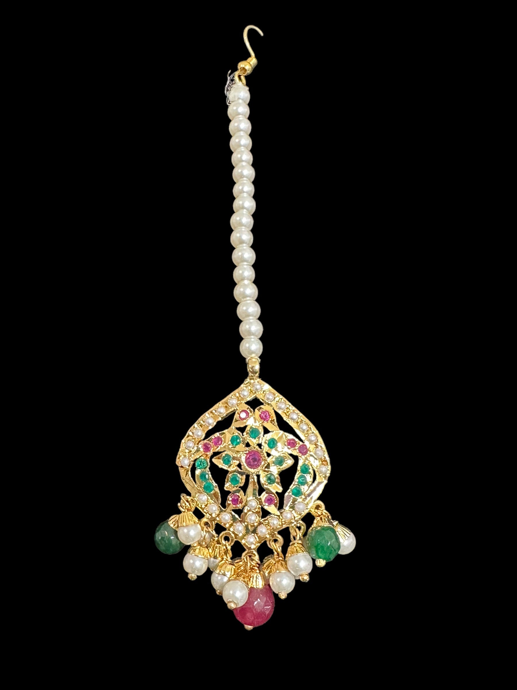 C282 Juhi jadau choker in ruby emerald  ( READY TO SHIP) l