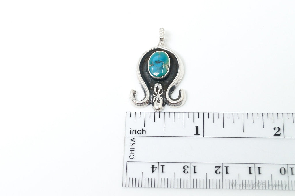 Vintage Native American Unsigned Turquoise Sterling Silver Pendant