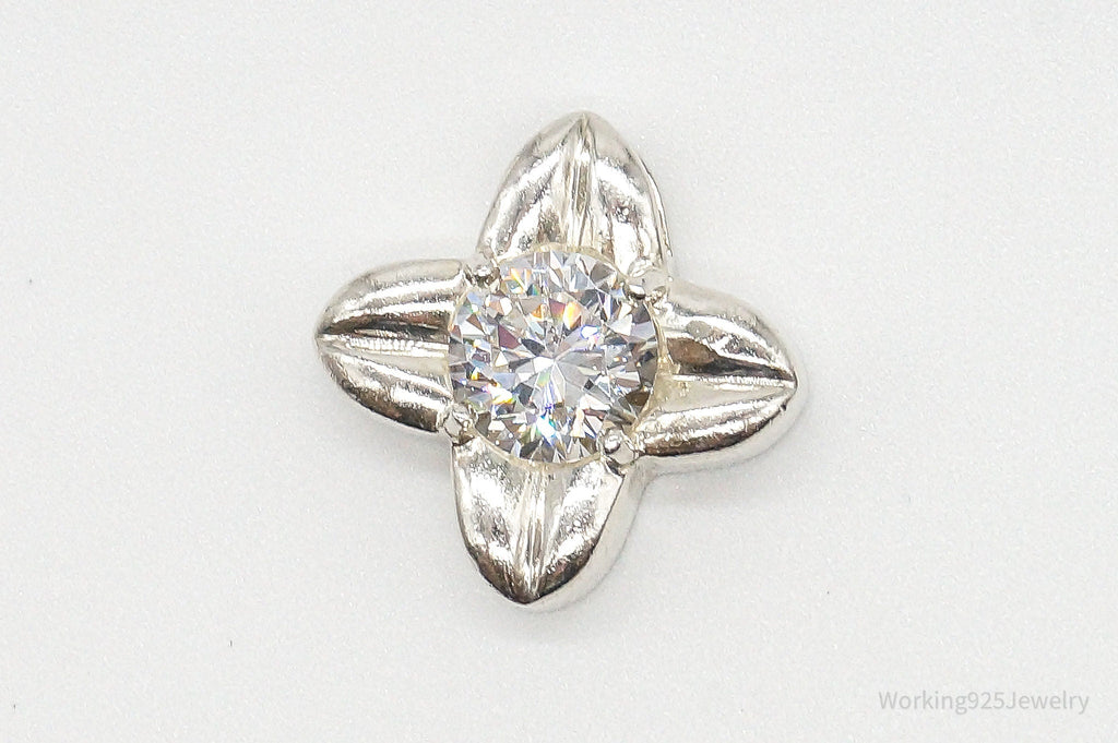 Large Cubic Zirconia Sterling Silver Pendant