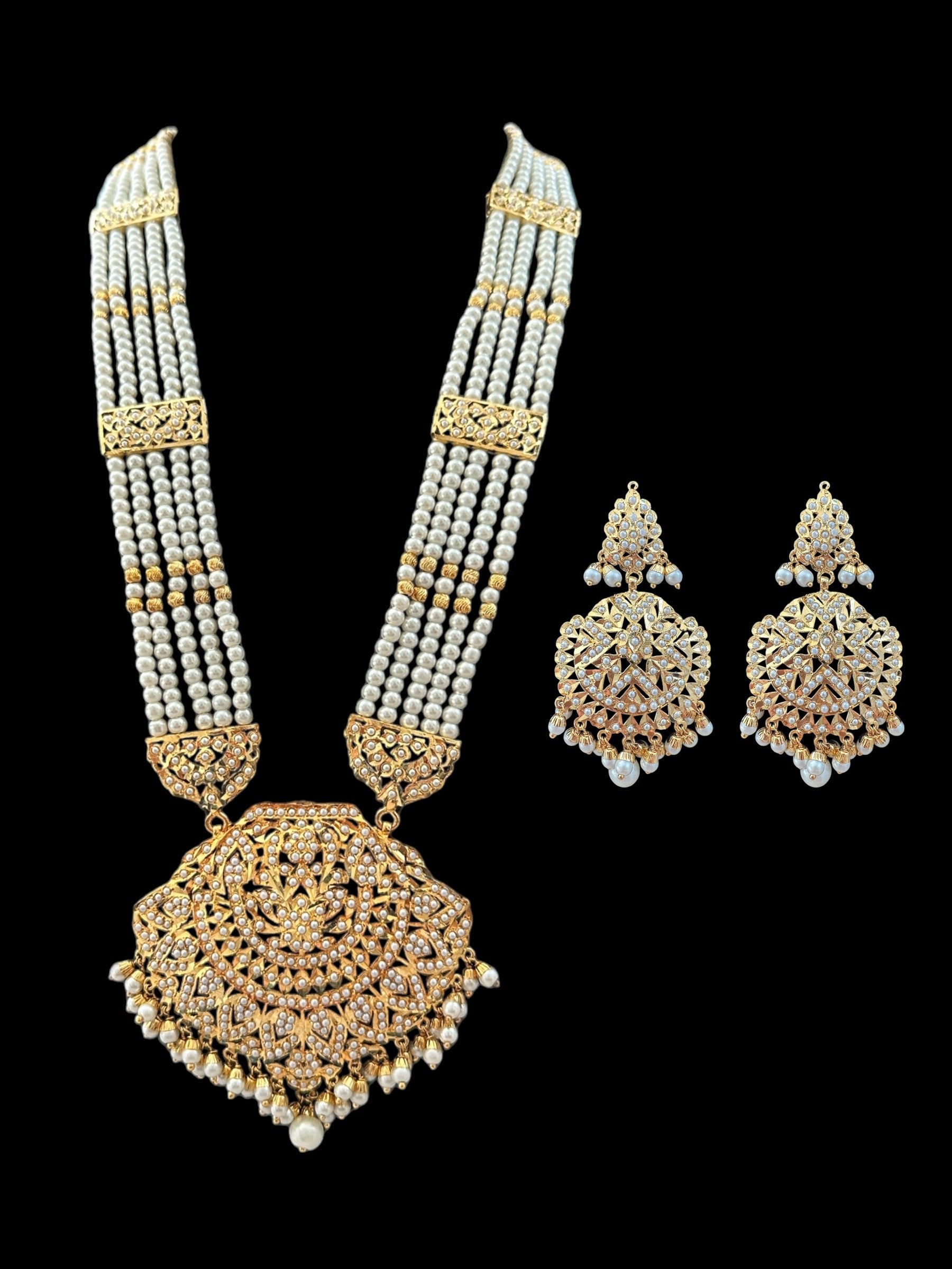 DLN85 Jia Punjabi rani haar in pearl  ( READY TO SHIP )