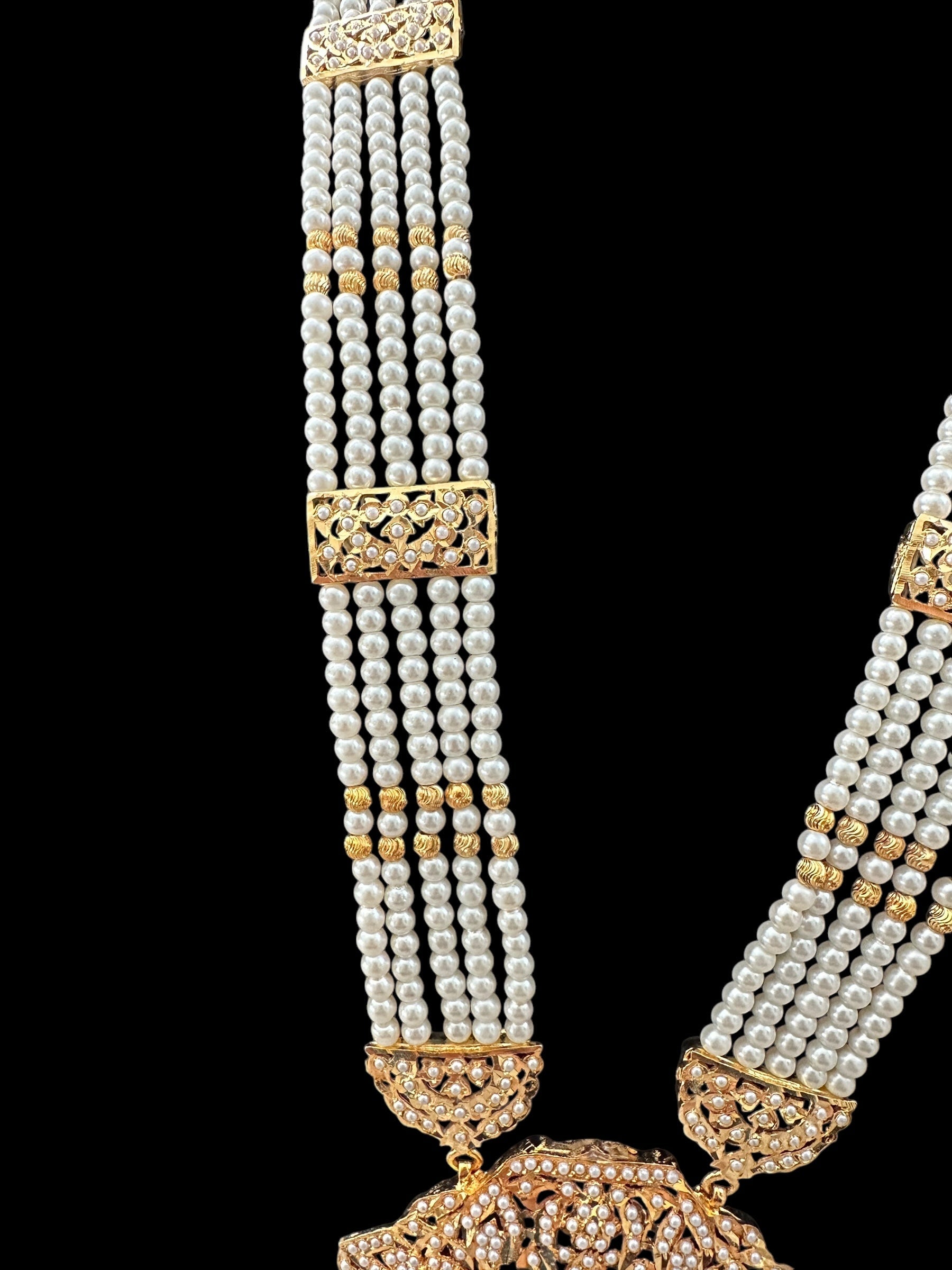 DLN85 Jia Punjabi rani haar in pearl  ( READY TO SHIP )