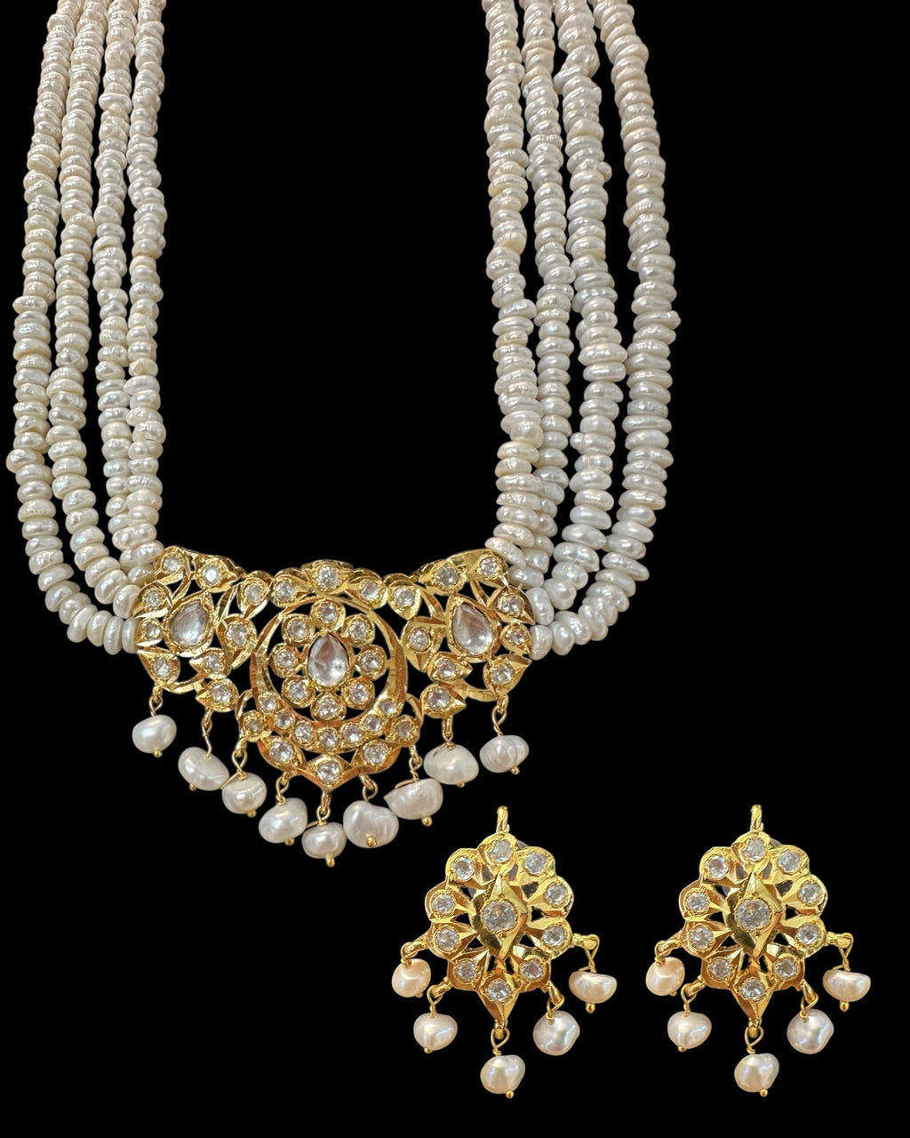 DLN1131 Moissanite Polki  Rani haar with pearls ( READY TO SHIP )