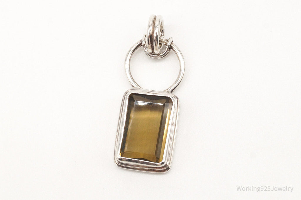 Vintage Large Smoky Topaz Sterling Silver Pendant