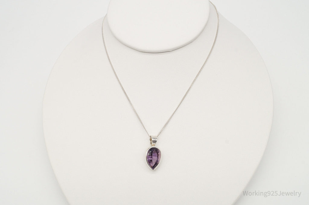 Vintage Amethyst Sterling Silver Chain Necklace
