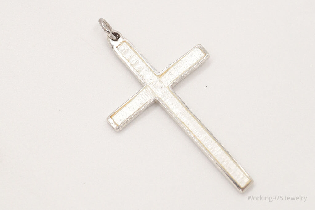 Vintage Large White Enamel Siam Sterling Silver Pendant