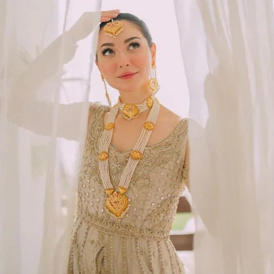 BR305 Insha Ruby pearl jadau bridal set ( SHIPS IN 4 WEEKS)