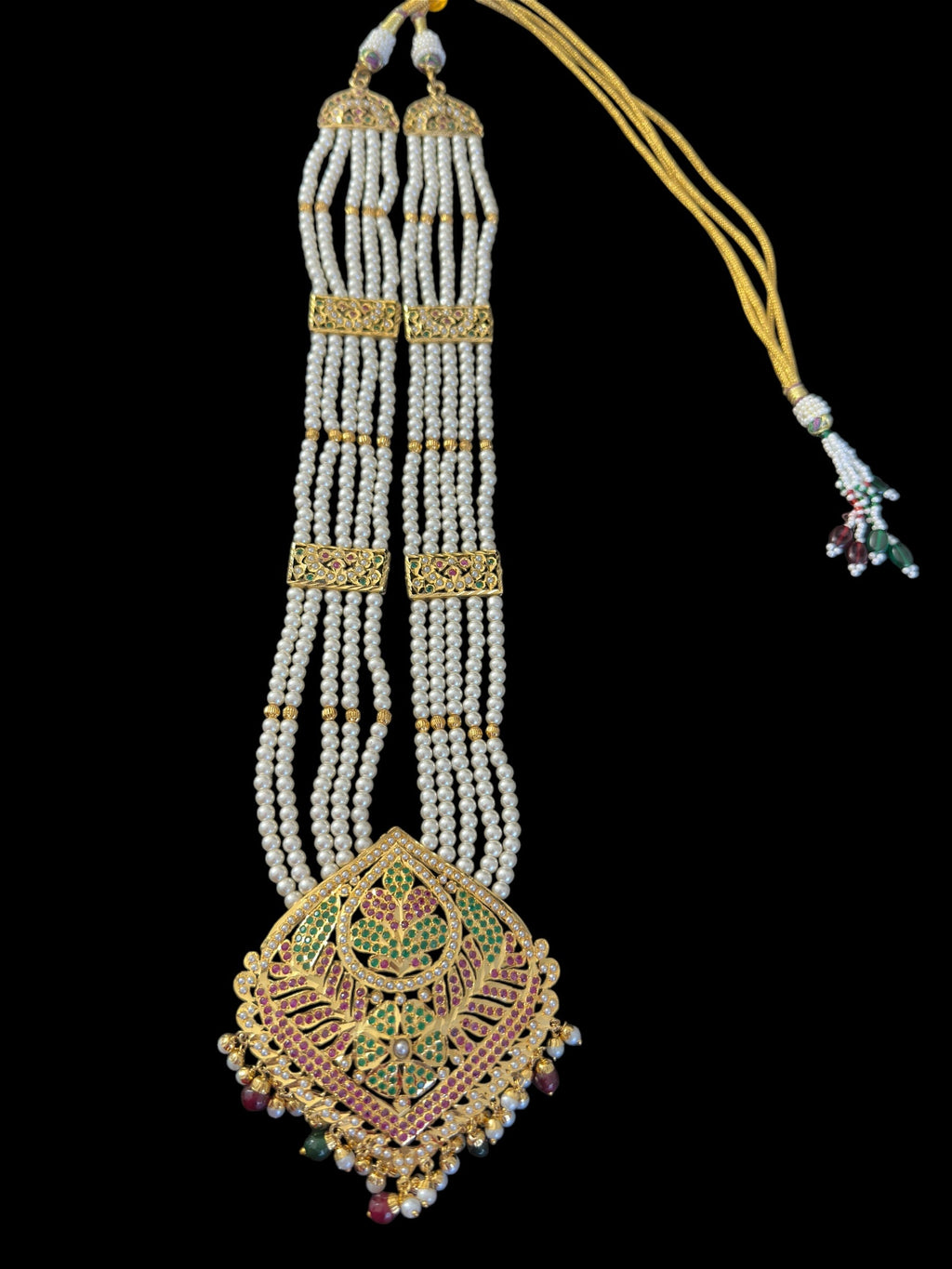 DLN108 Roosa Punjabi rani haar in ruby emerald  ( READY TO SHIP )