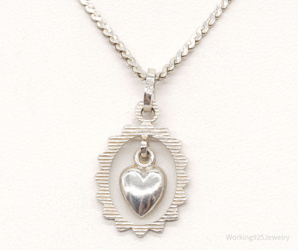 Vintage Modernist Heart 835S Silver Necklace