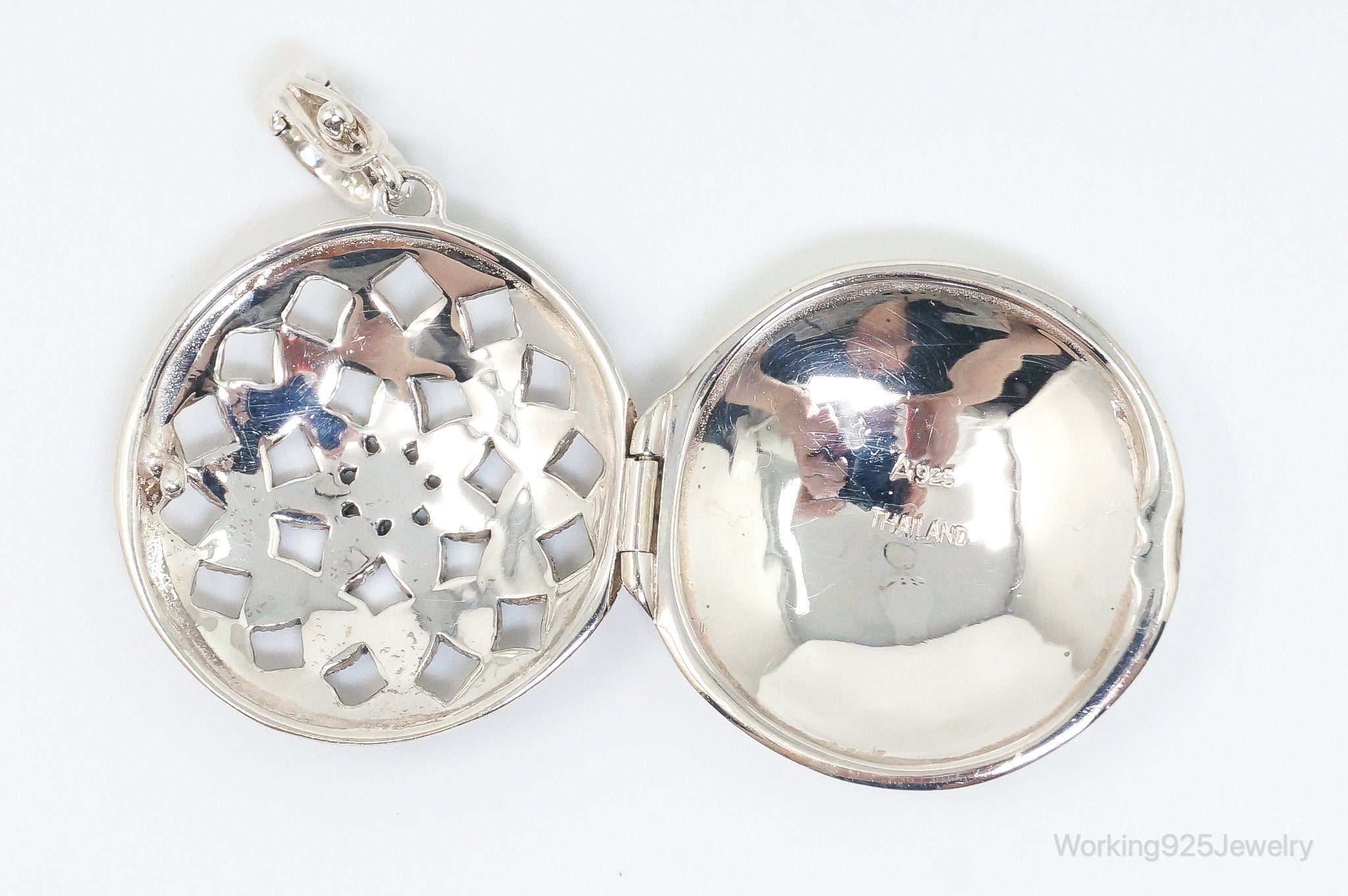 Vintage Marcasite Art Deco Cut Out Locket Sterling Silver Pendant