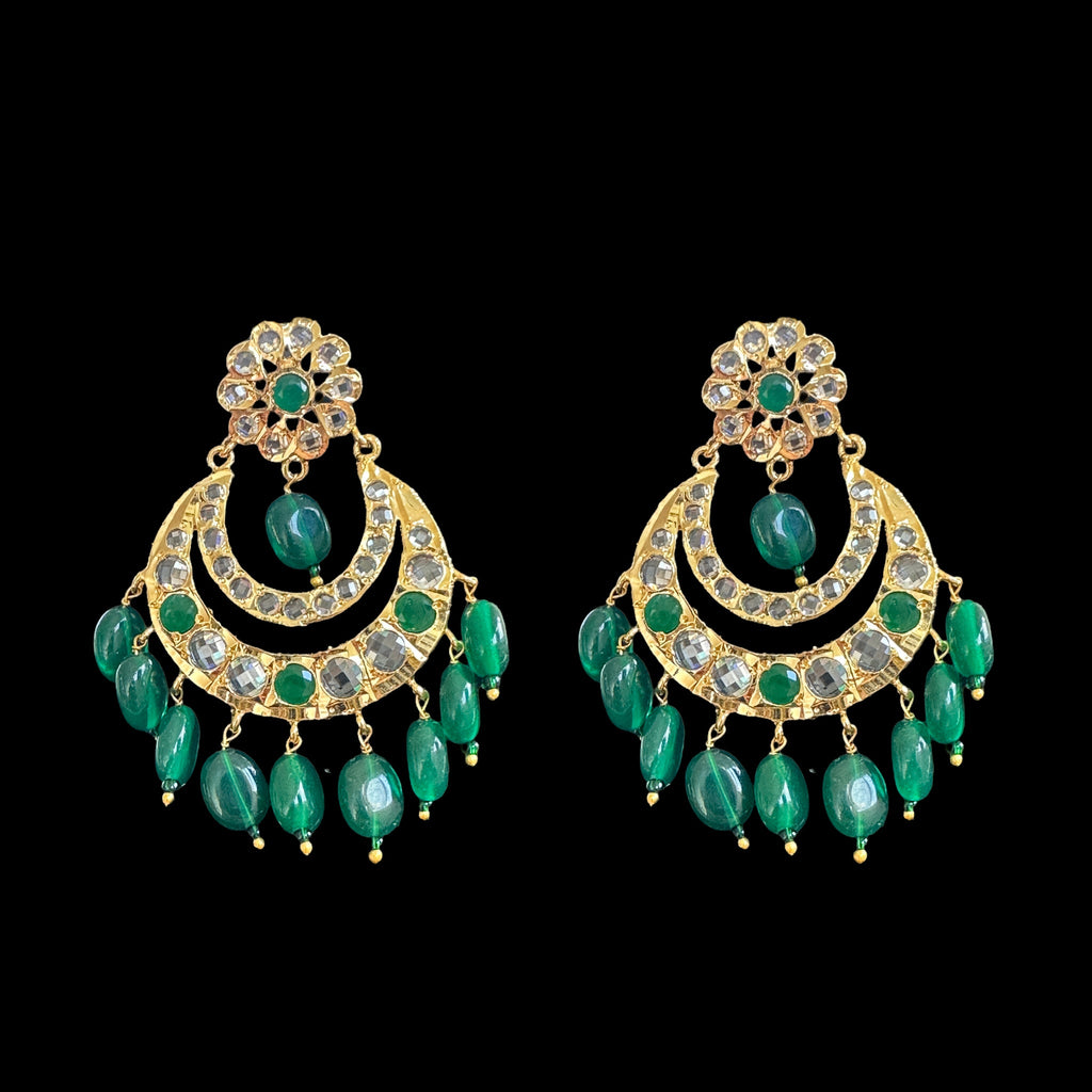 DNS90 gold plated necklace with green beads ( READY TO SHIP )