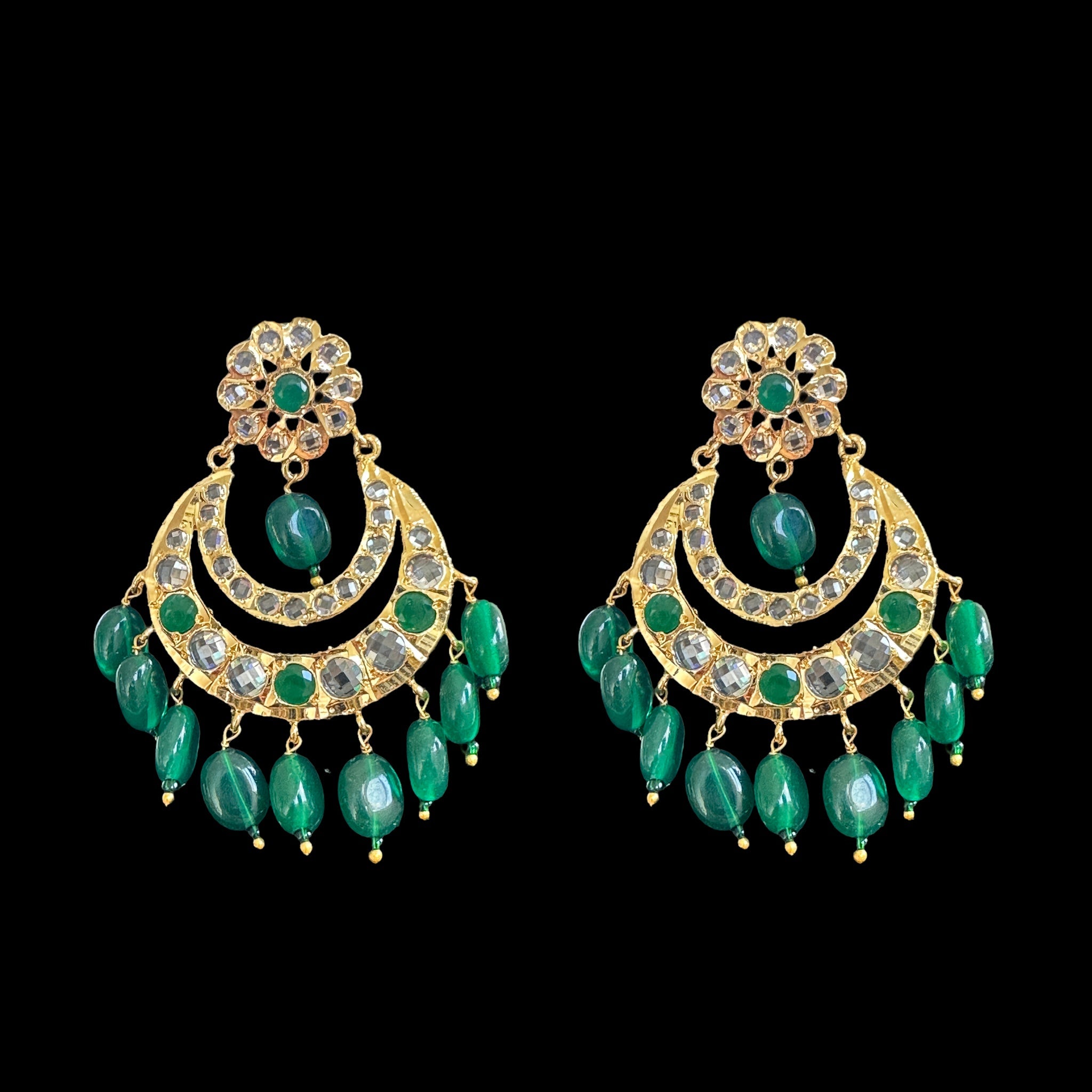 DNS90 gold plated necklace with green beads ( READY TO SHIP )