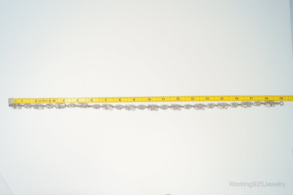 Antique SB Floral Art Nouveau Link Sterling Silver Necklace