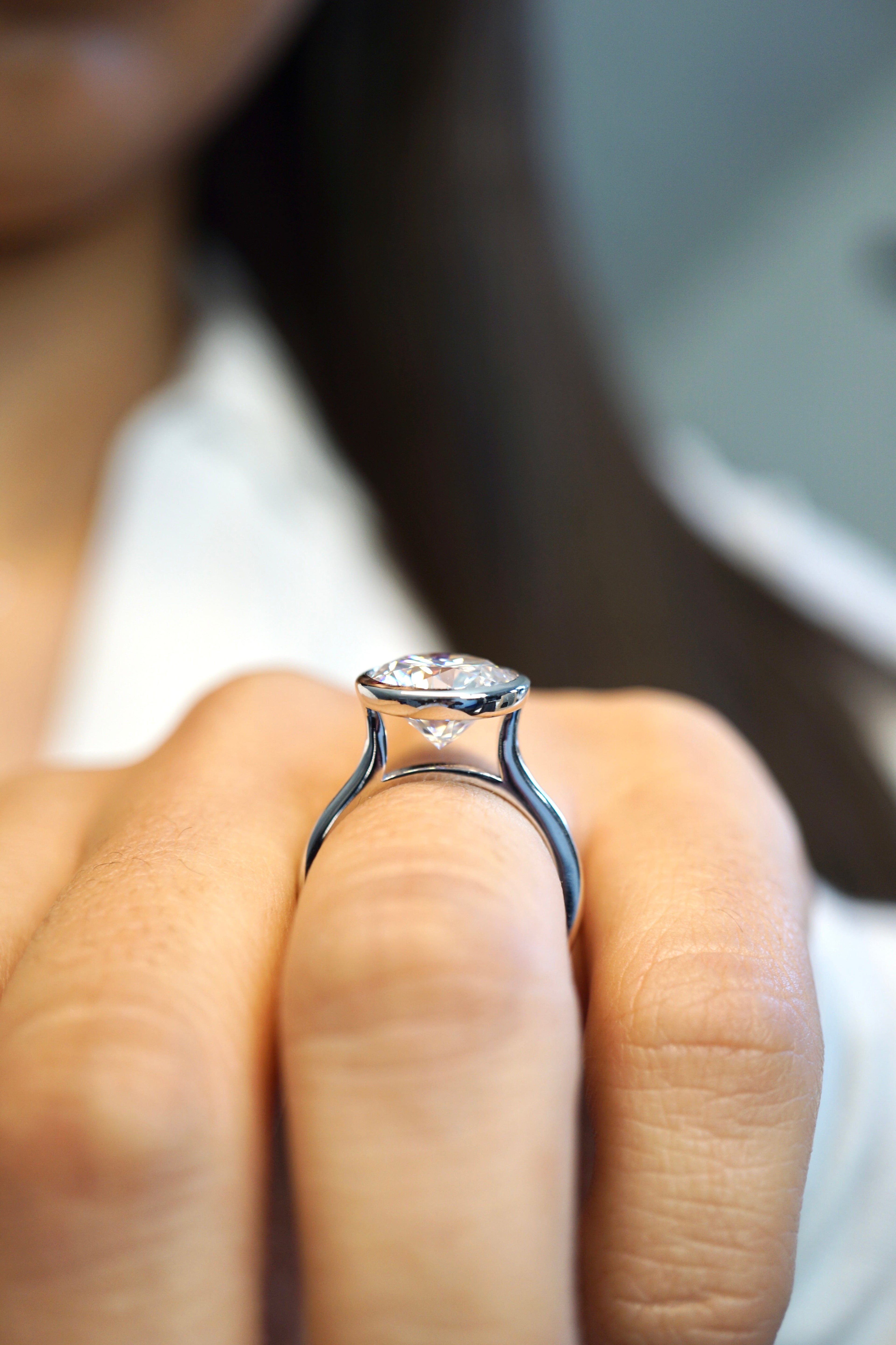 4.5ctw Round Cut Moissanite Bezel Set Solitaire Engagement Ring