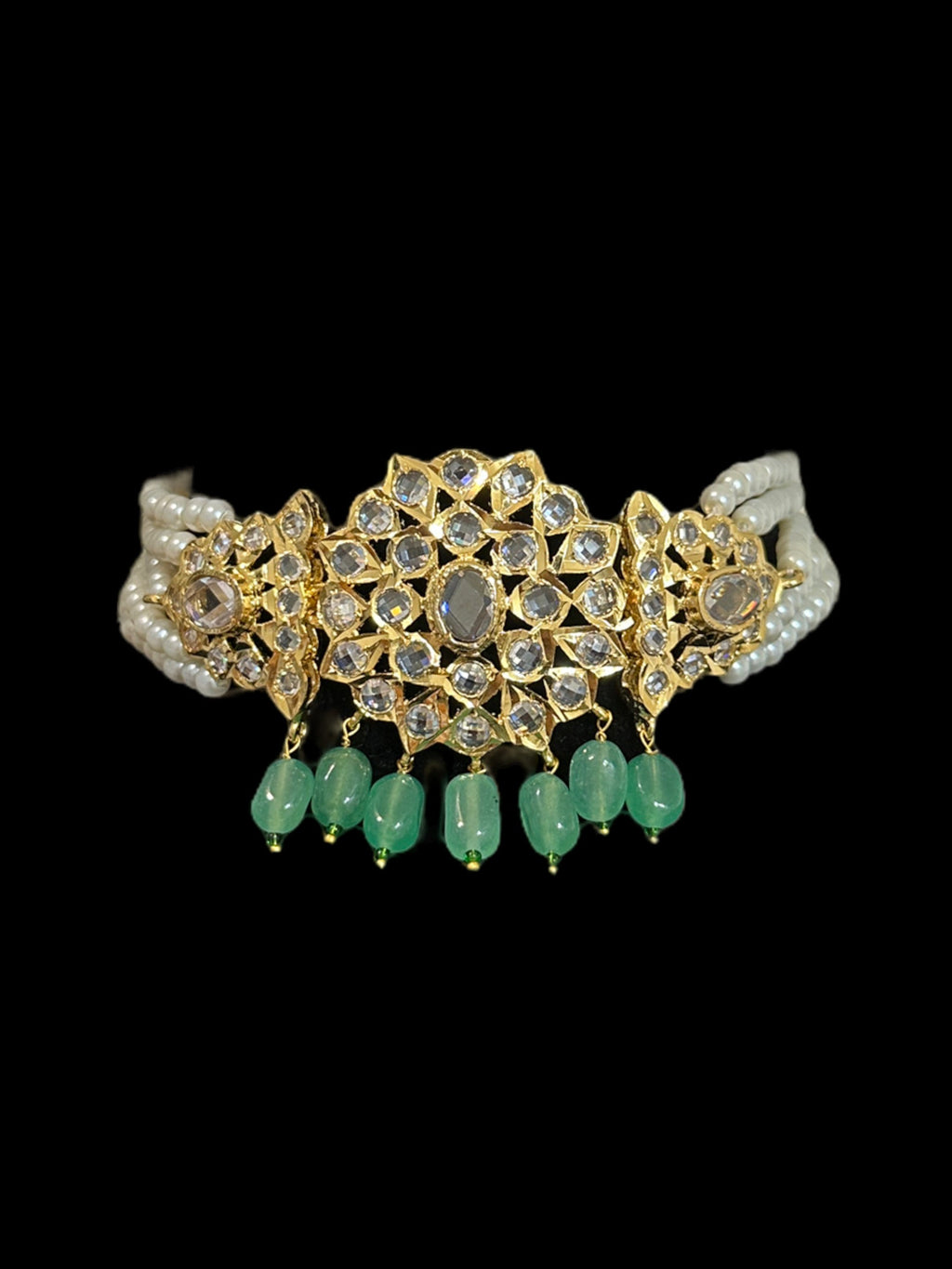 C300 Lekha choker set ( green beads ) ( SHIPS IN 4 WEEKS  )