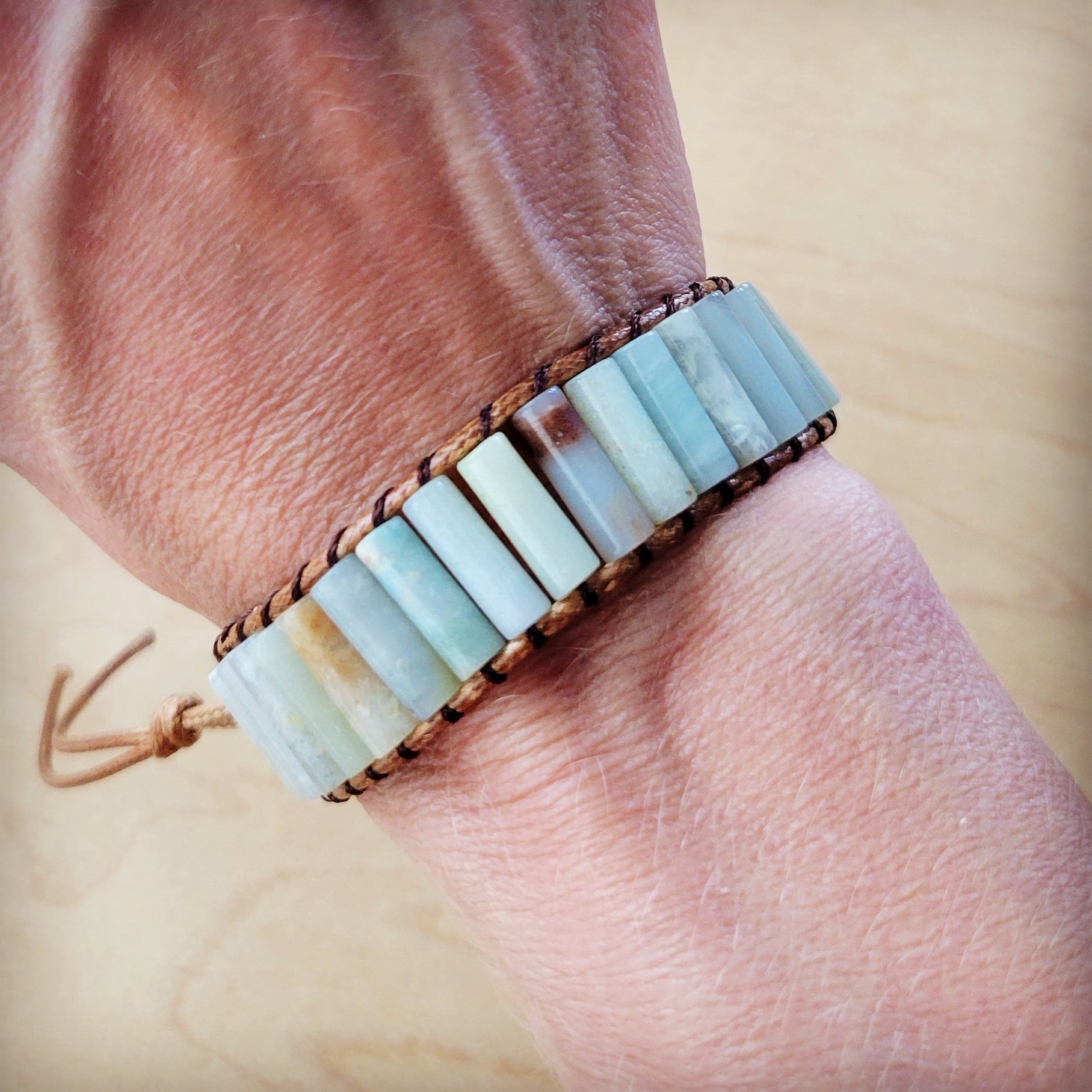 Woven Amazonite Stacked Stone Beaded Bracelet 810m