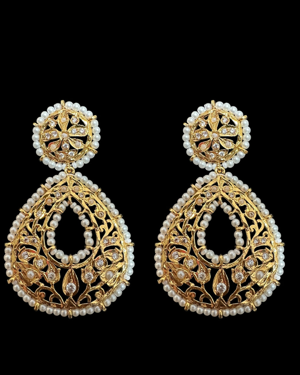 DER738 Gold plated  chandbali earrings ( READY TO SHIP )