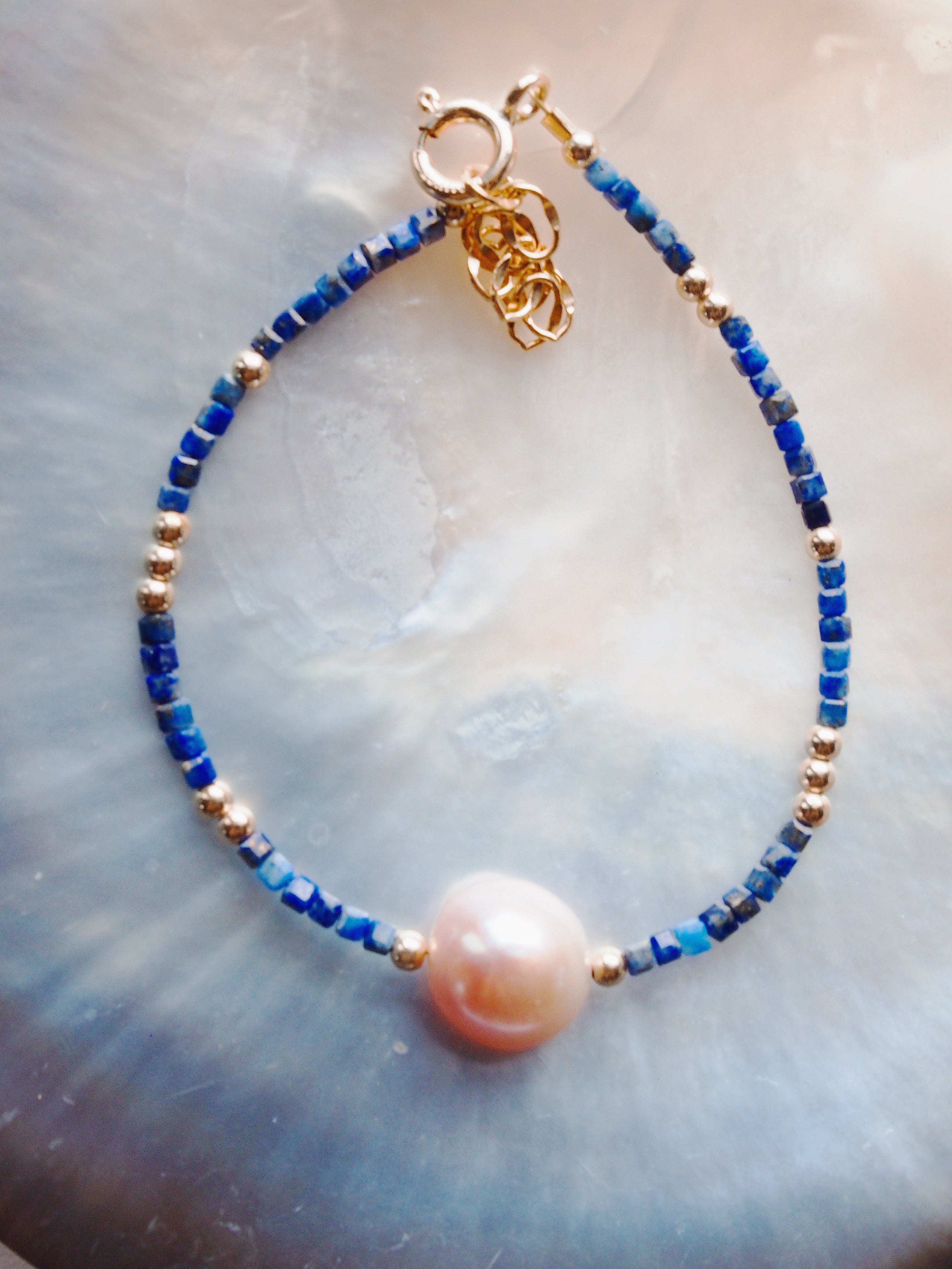 Pink Pearl and Gemstone Bracelet -  Gold Akala