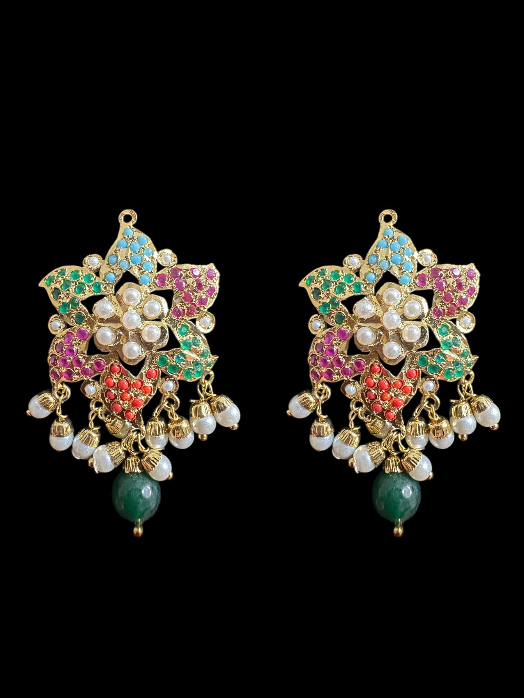 Iza Jadau tops and tika set in pearls - Navratan  ( READY TO SHIP )t