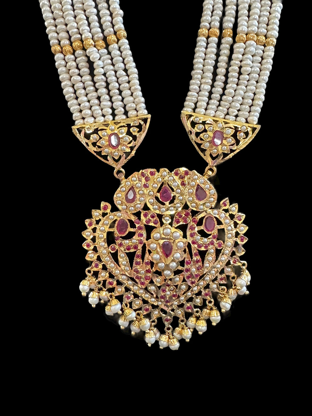 DLN42 Insha Ruby pearl jadau Rani haar  ( SHIPS IN 4 WEEKS )