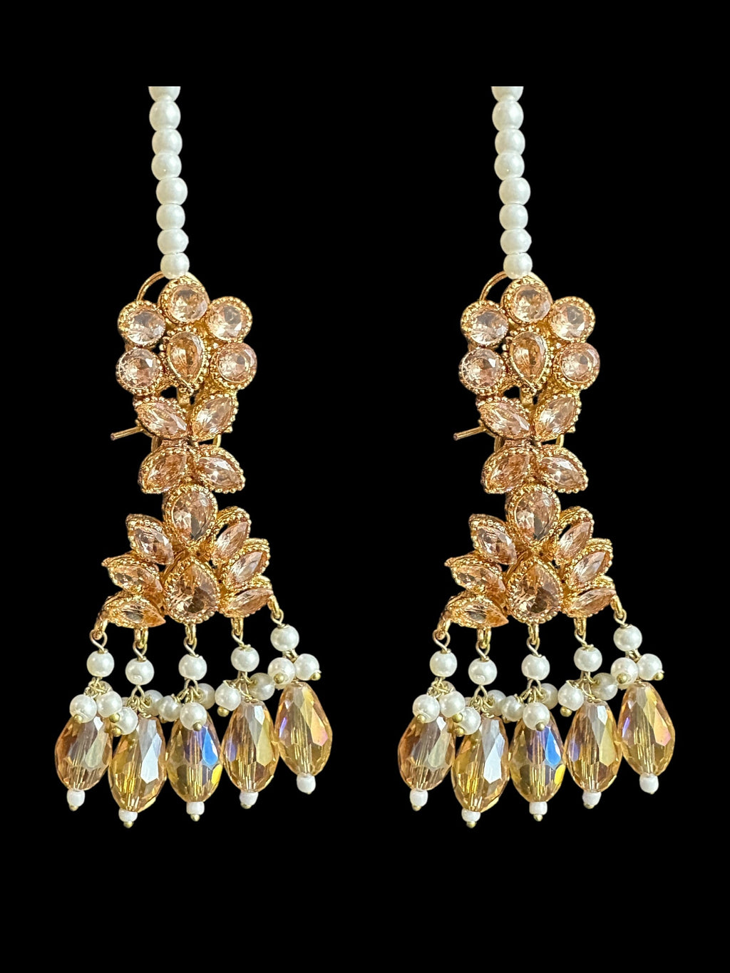 BR478 Kafiya bridal set in golden / champagne  stones and beads ( READY TO SHIP )