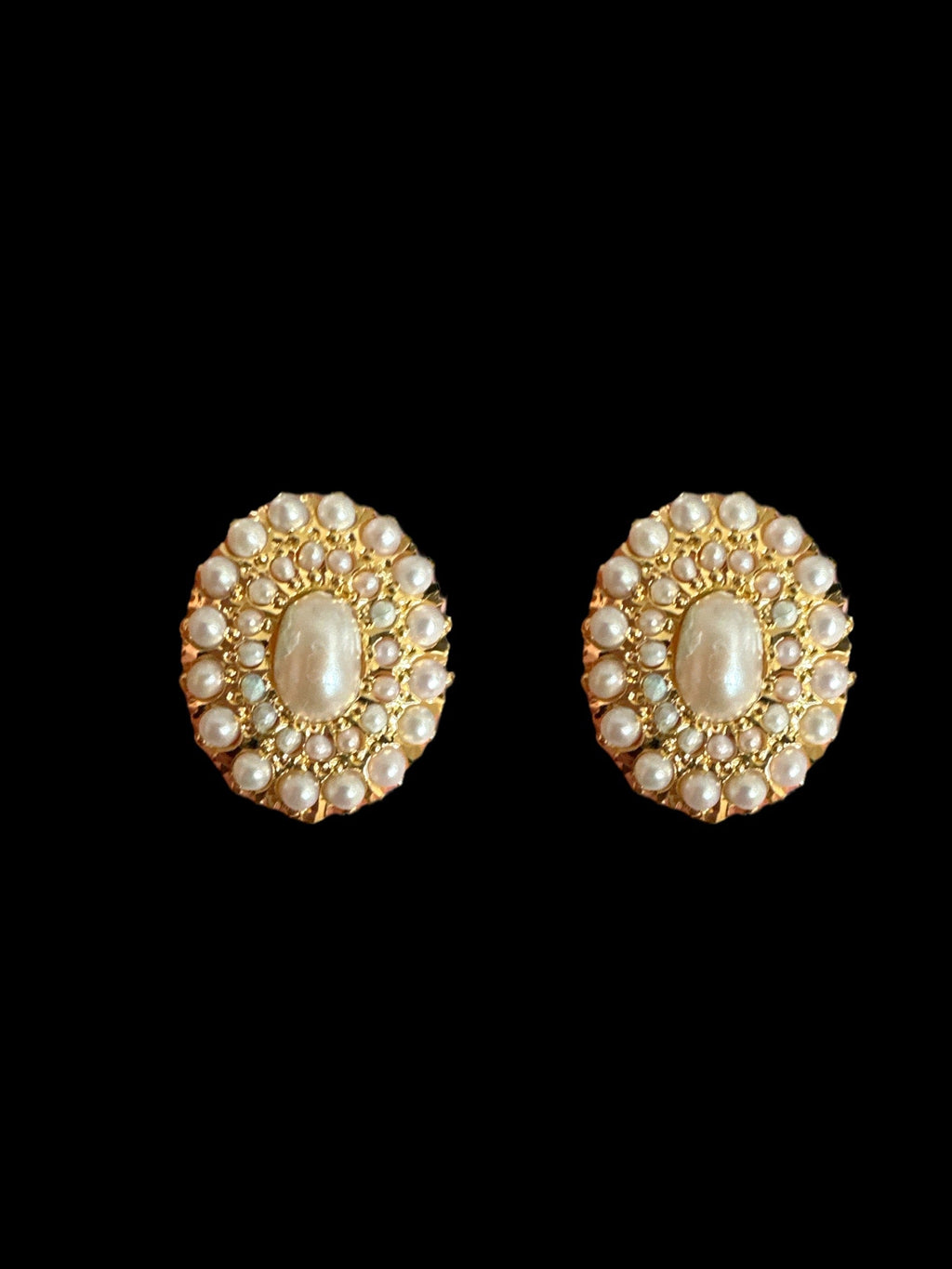 Gold plated jadau silver pendant set in freshwater pearls  ( SHIPS IN 4 WEEKS )