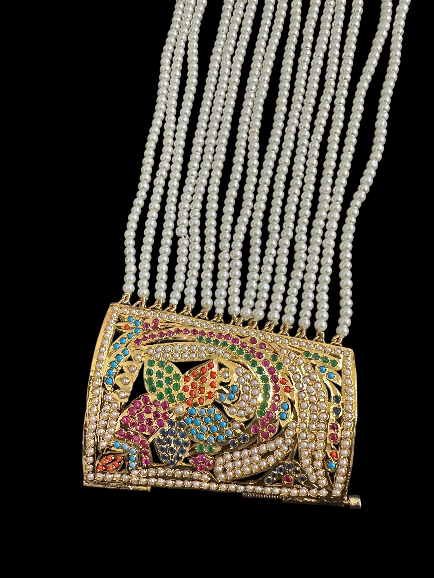 Jadau bahi / bracelet - multicolor / navratan  ( SHIPS IN 3 WEEKS   )